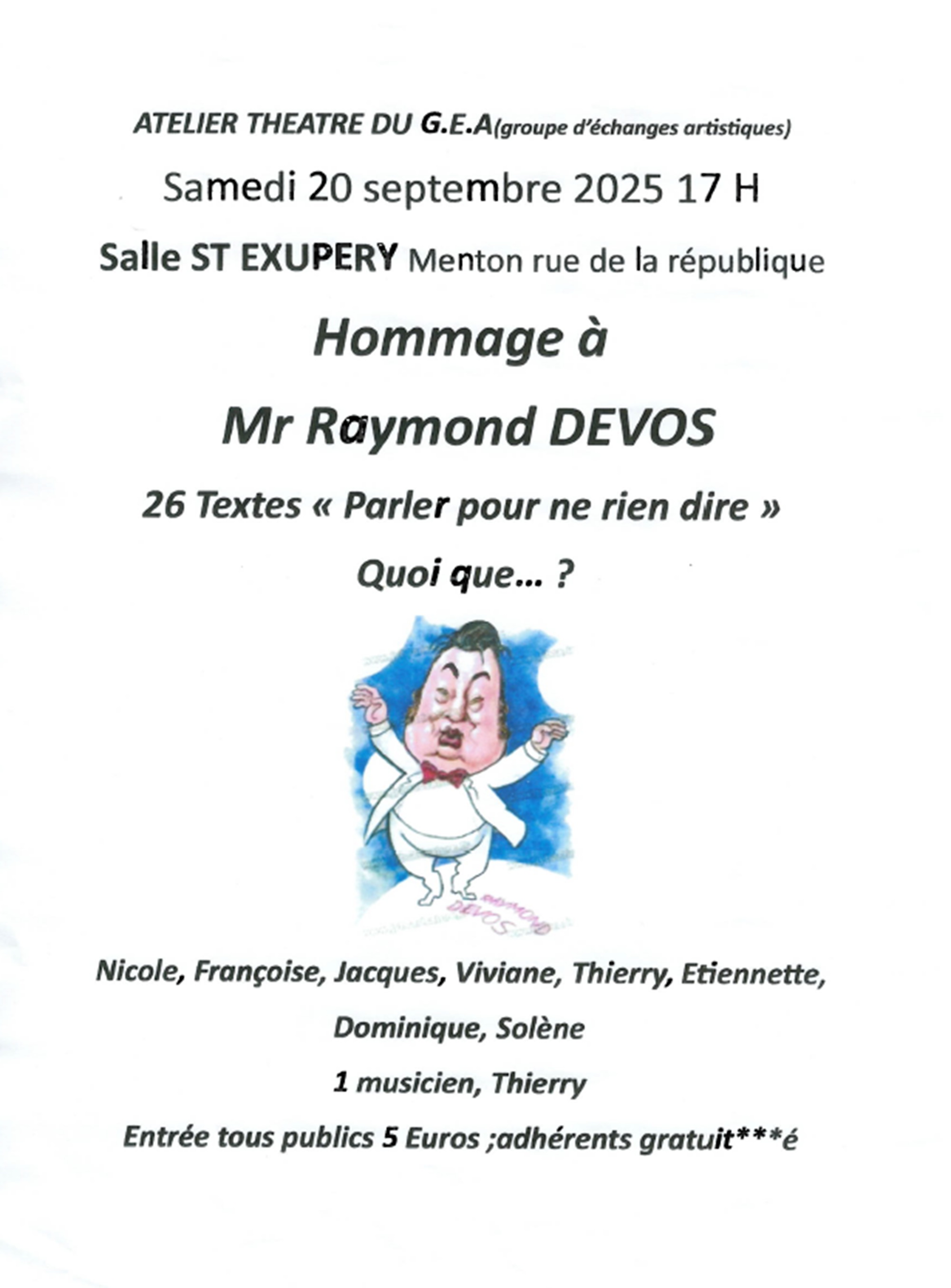 Hommage  Mr Raymond DEVOS