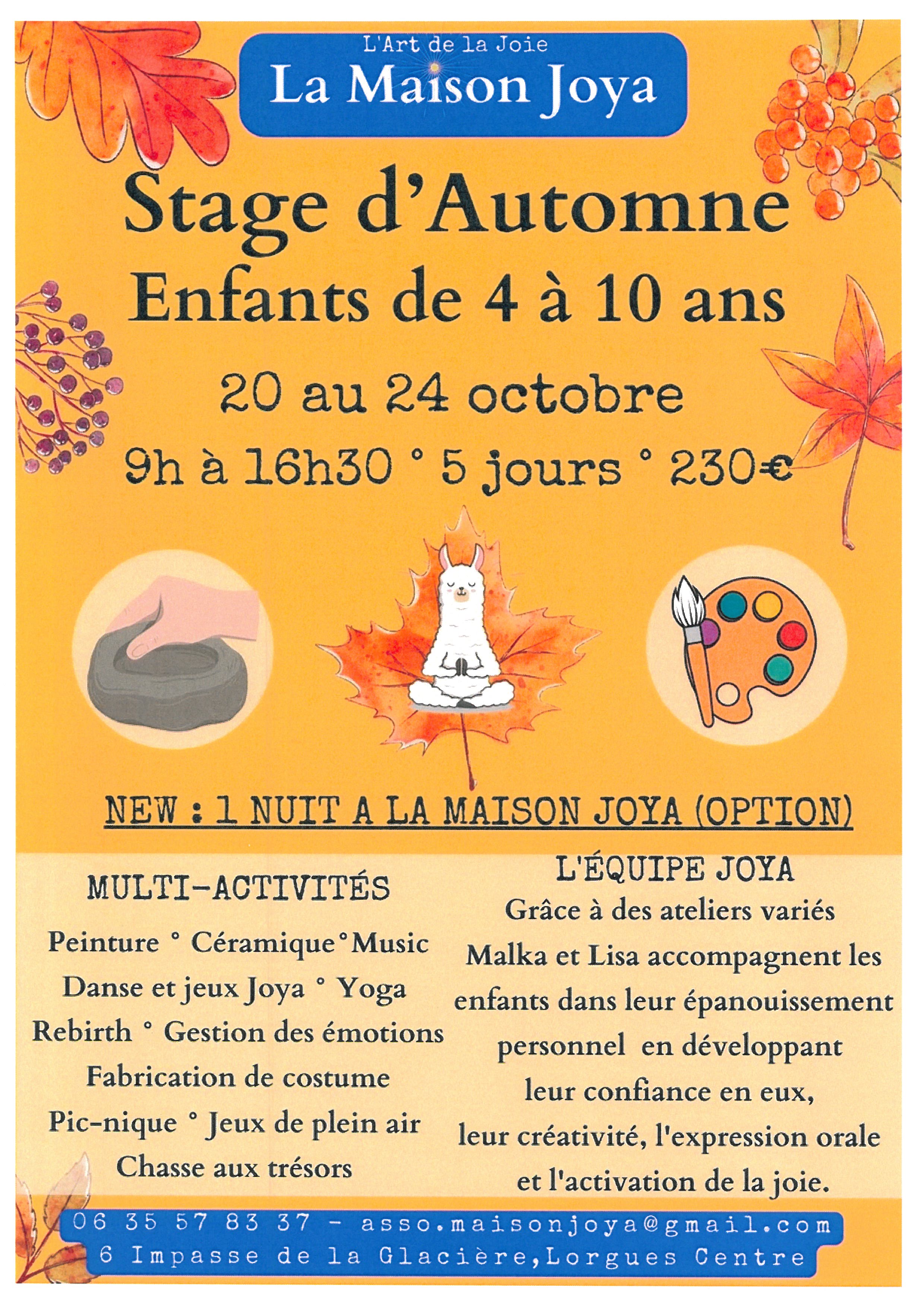 Stage d'Automne - La Maison de Joya