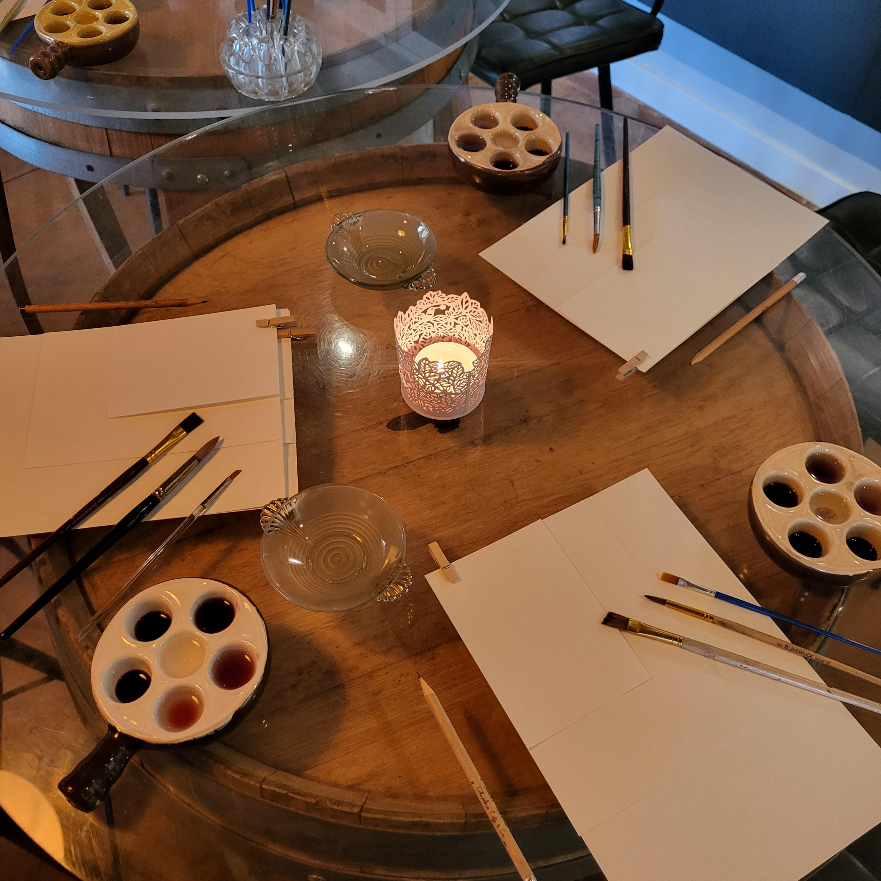 Atelier de peinture au vin rouge en anglais avec l'artiste Cris Motta