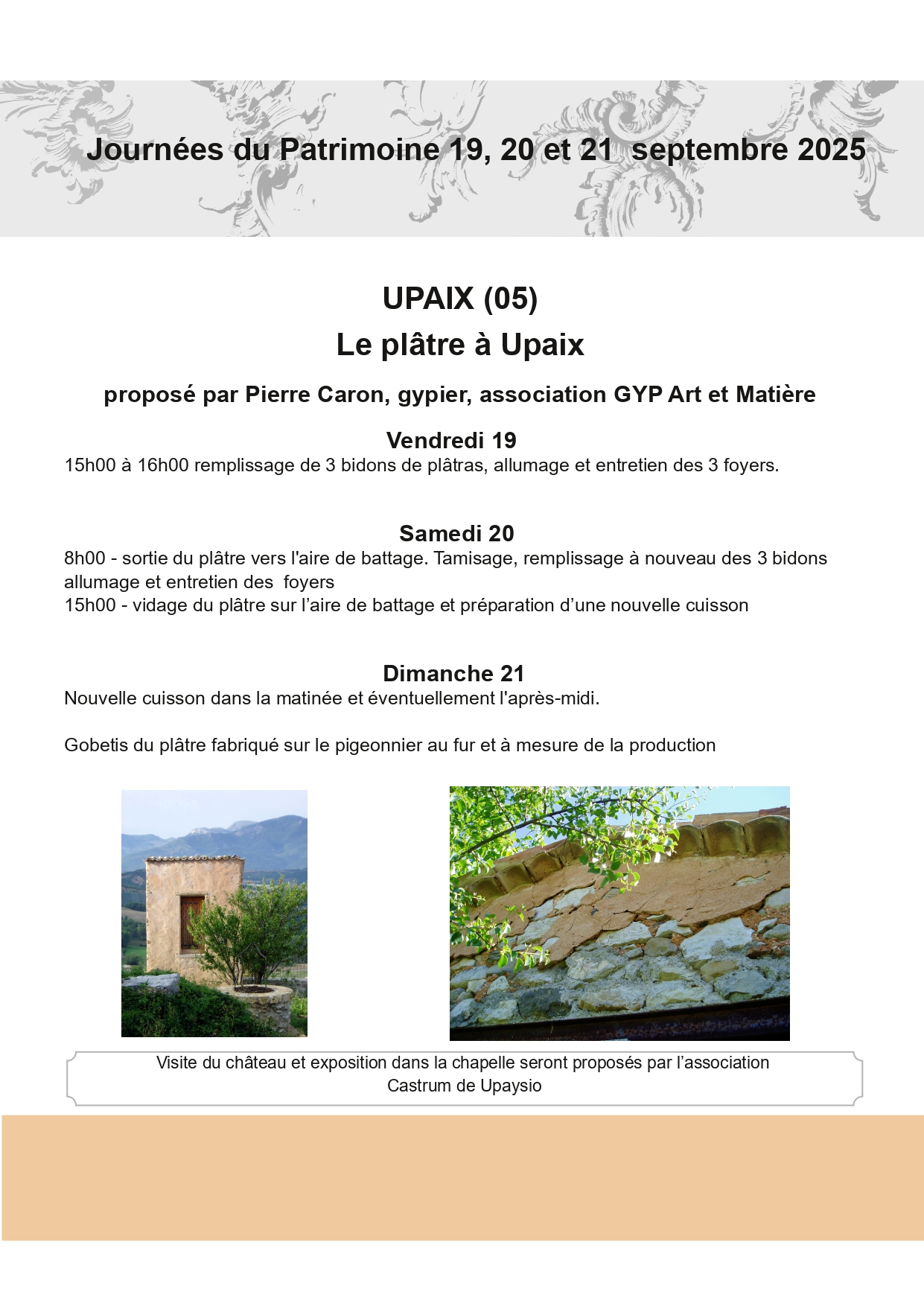 Journes Europennes du Patrimoine : Le pltre  Upaix