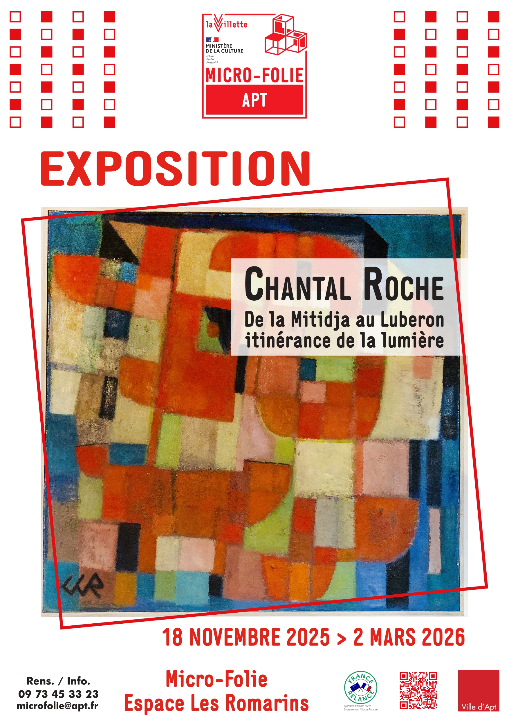 Exposition : Chantal Roche de la Mitidja au Luberon- itinrance de la lumire
