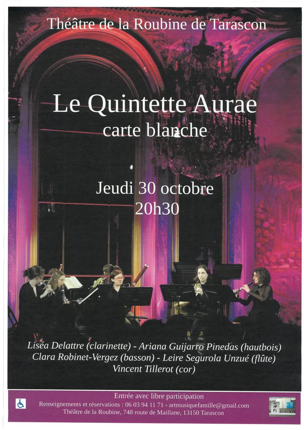 Concert/Carte blanche pour Le Quintette Aurae