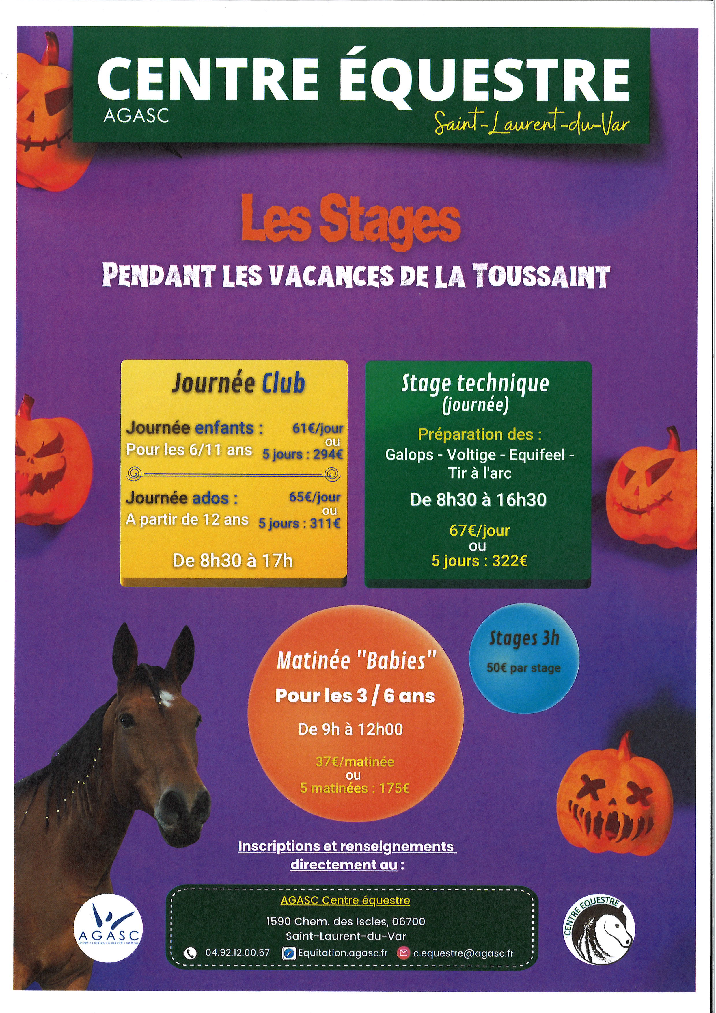 Stages Centre Equestre AGASC - Vacances de la Toussaint