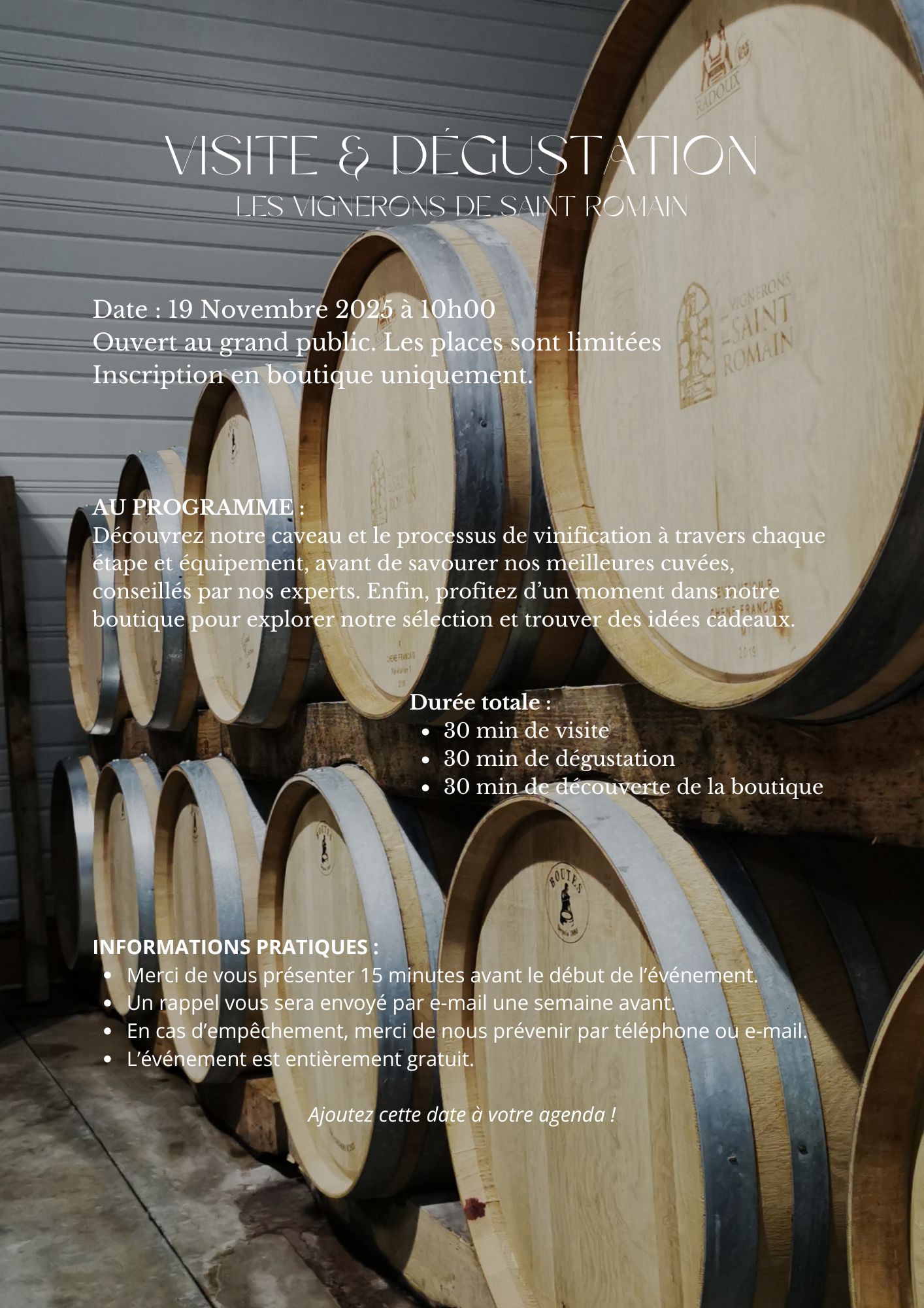 Visite & Dgustation, Les Vignerons de Saint Romain
