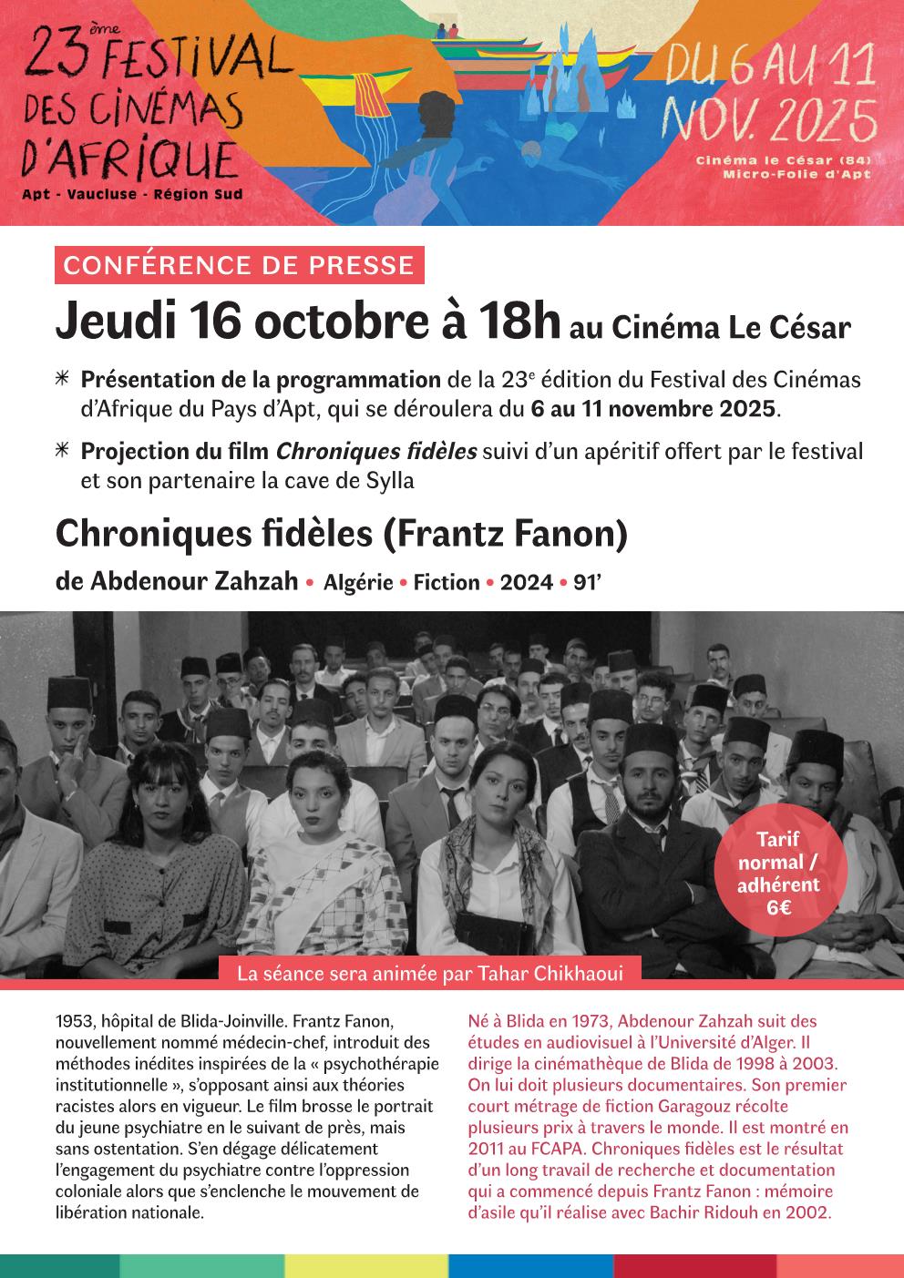 Confrence de Presse de la 23me Edition du Festival des Cinmas dAfrique du Pays dApt