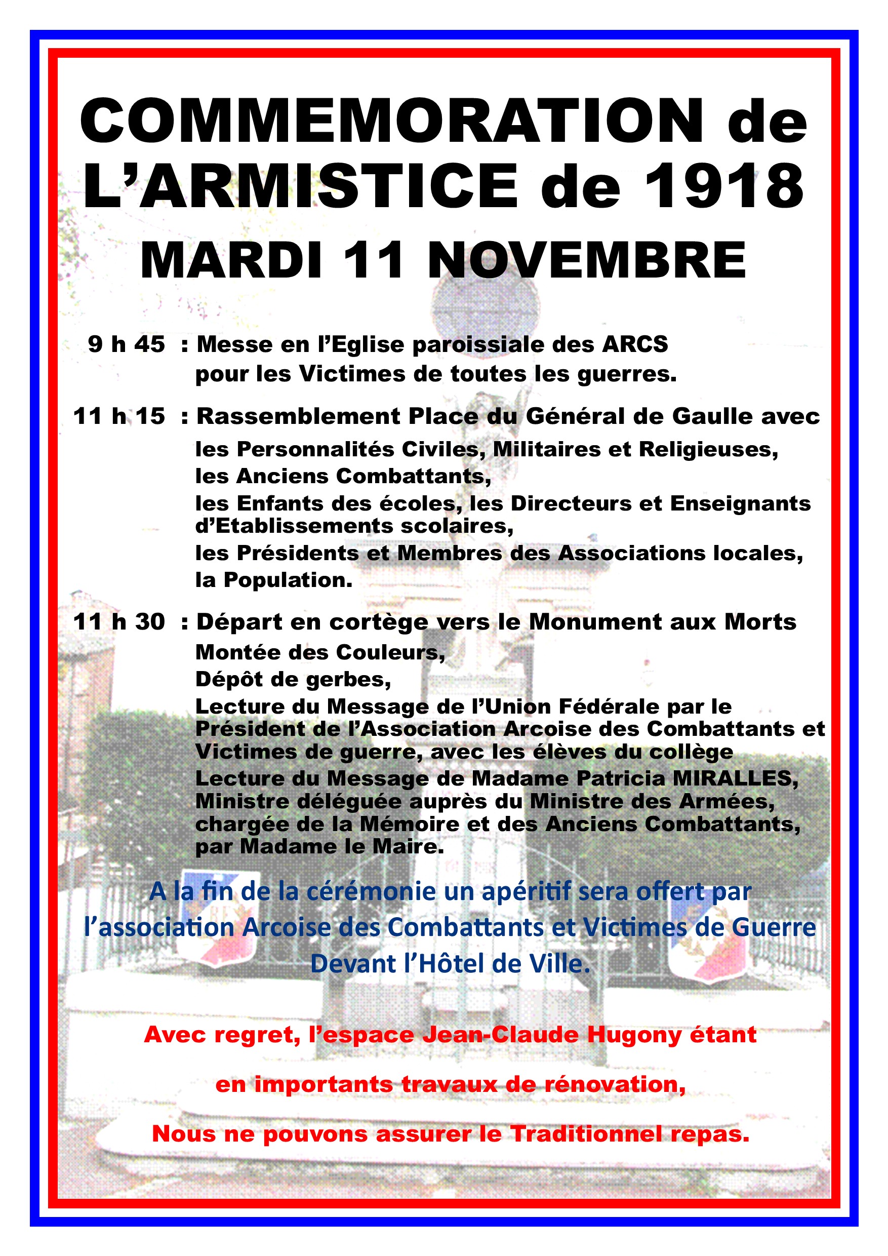 Commmoration de l'armistice de 1918