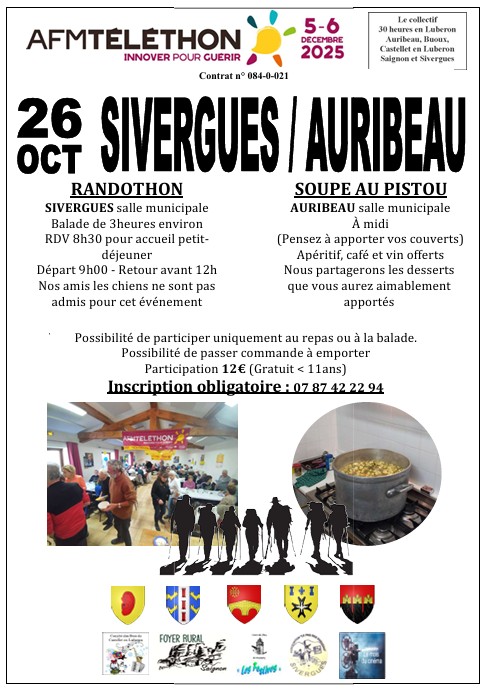 Tlthon 2025 Le Collectif 30 heures en Luberon - Randothon et Soupe au Pistou