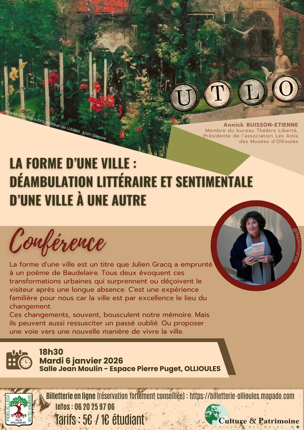 UTLO - Confrence : La forme dune ville : dambulation littraire et sentimentale dune ville  une autre