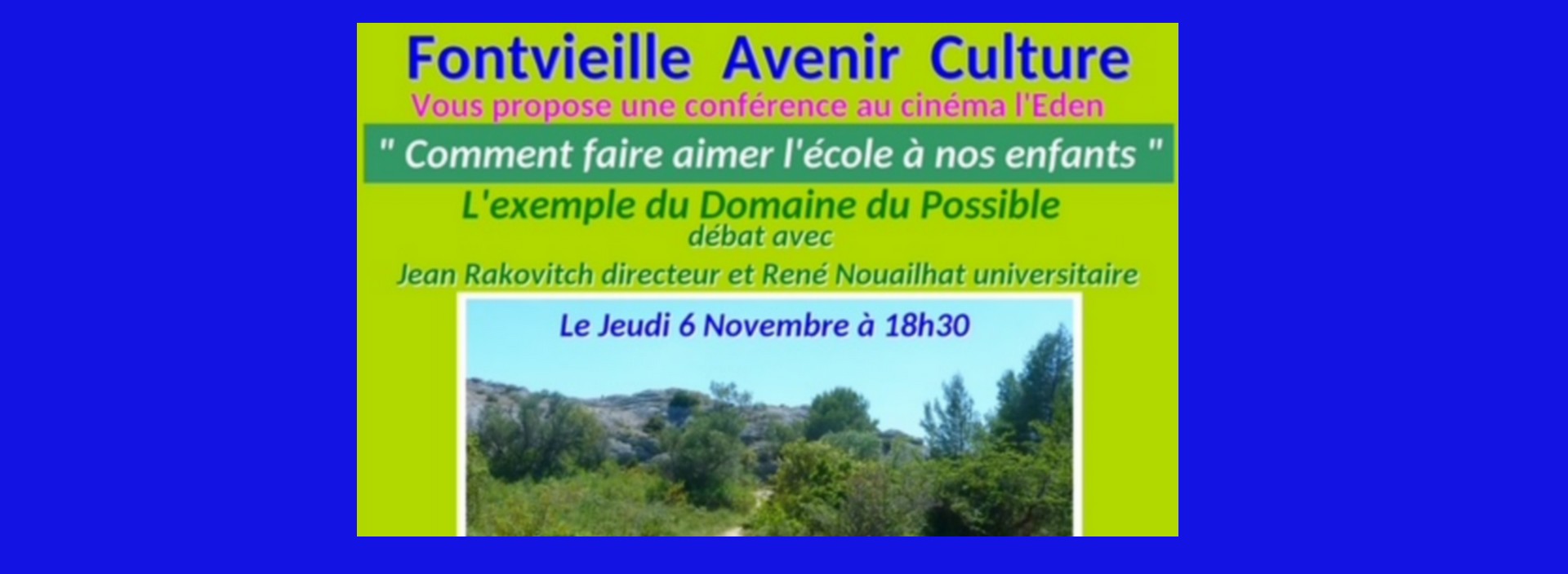 Confrence Eden Cinma - 'Comment faire aimer l'cole  nos enfants'