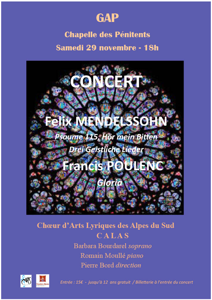 Concert musique vocale du C.A.L.A.S. (Chur d'Arts Lyrique des Alpes du Sud)