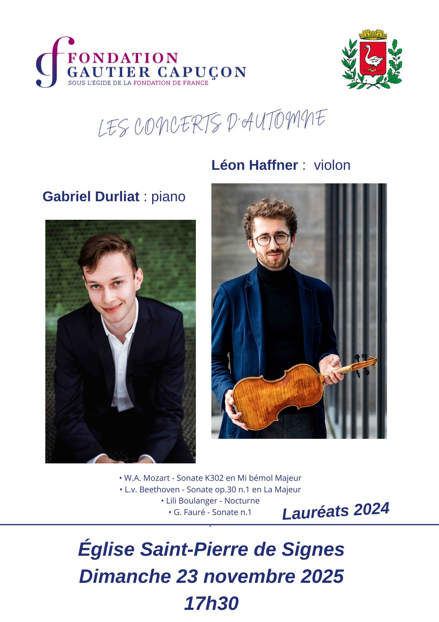 Concerts d'automne - Laurats Fondation Gautier Capuon