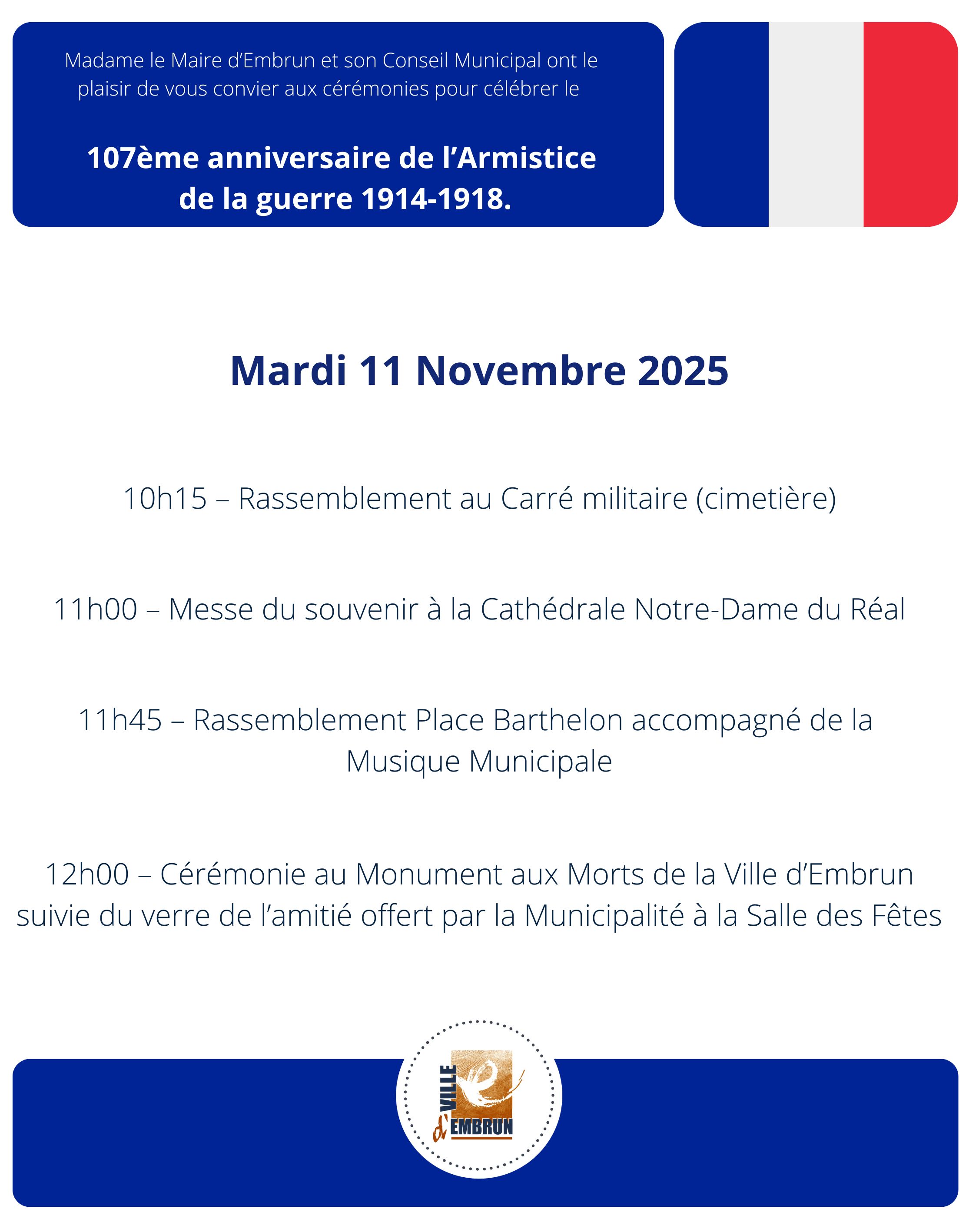 Crmonie de Commmoration de lArmistice du 11 novembre 1918