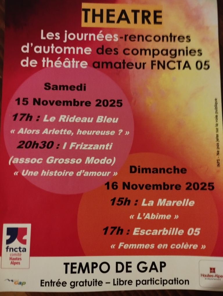 Journes-rencontre d'Automne des compagnies de thtre amateur FNCTA comit 05