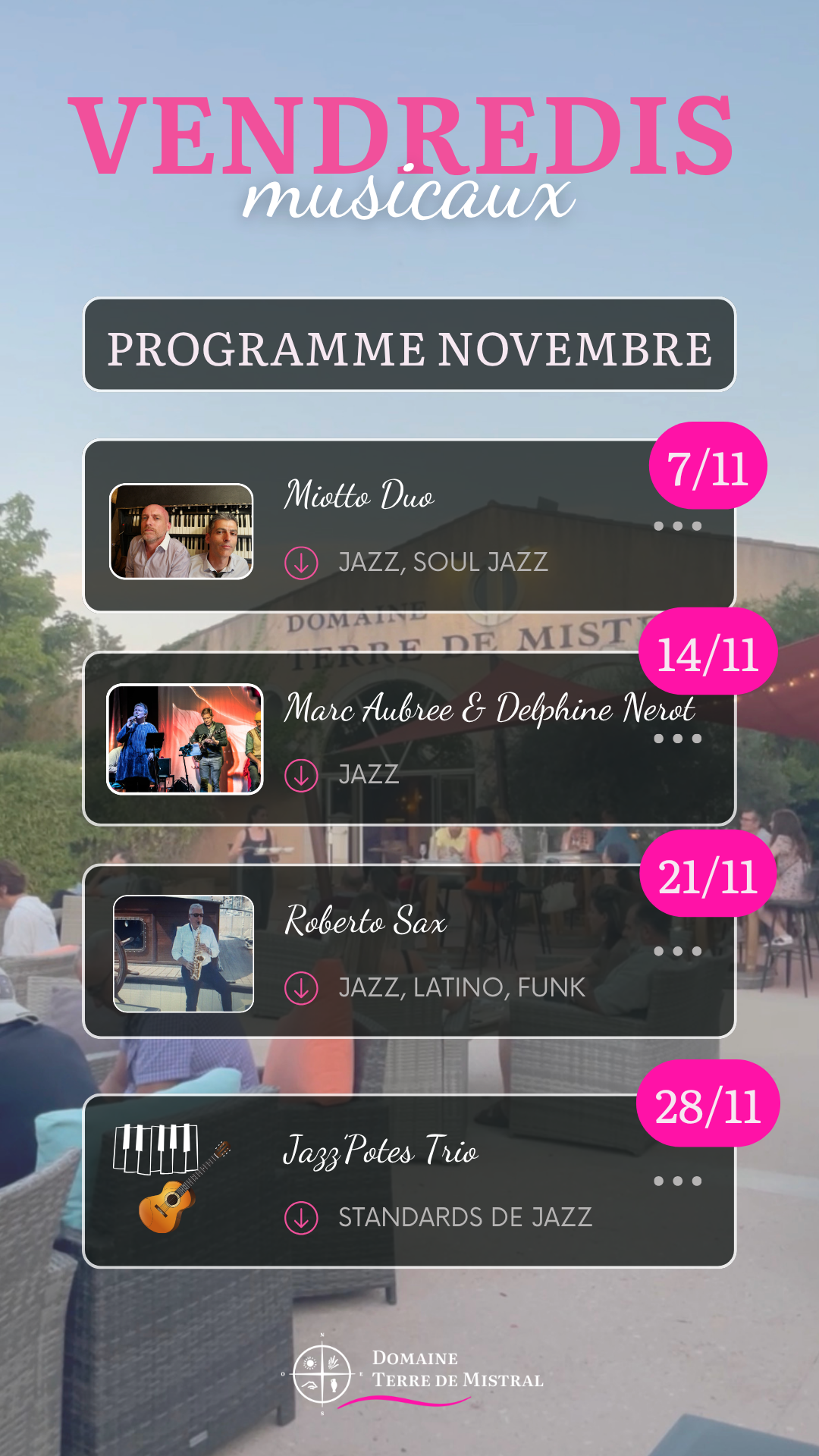 Vendredis musicaux au Domaine Terre de Mistral