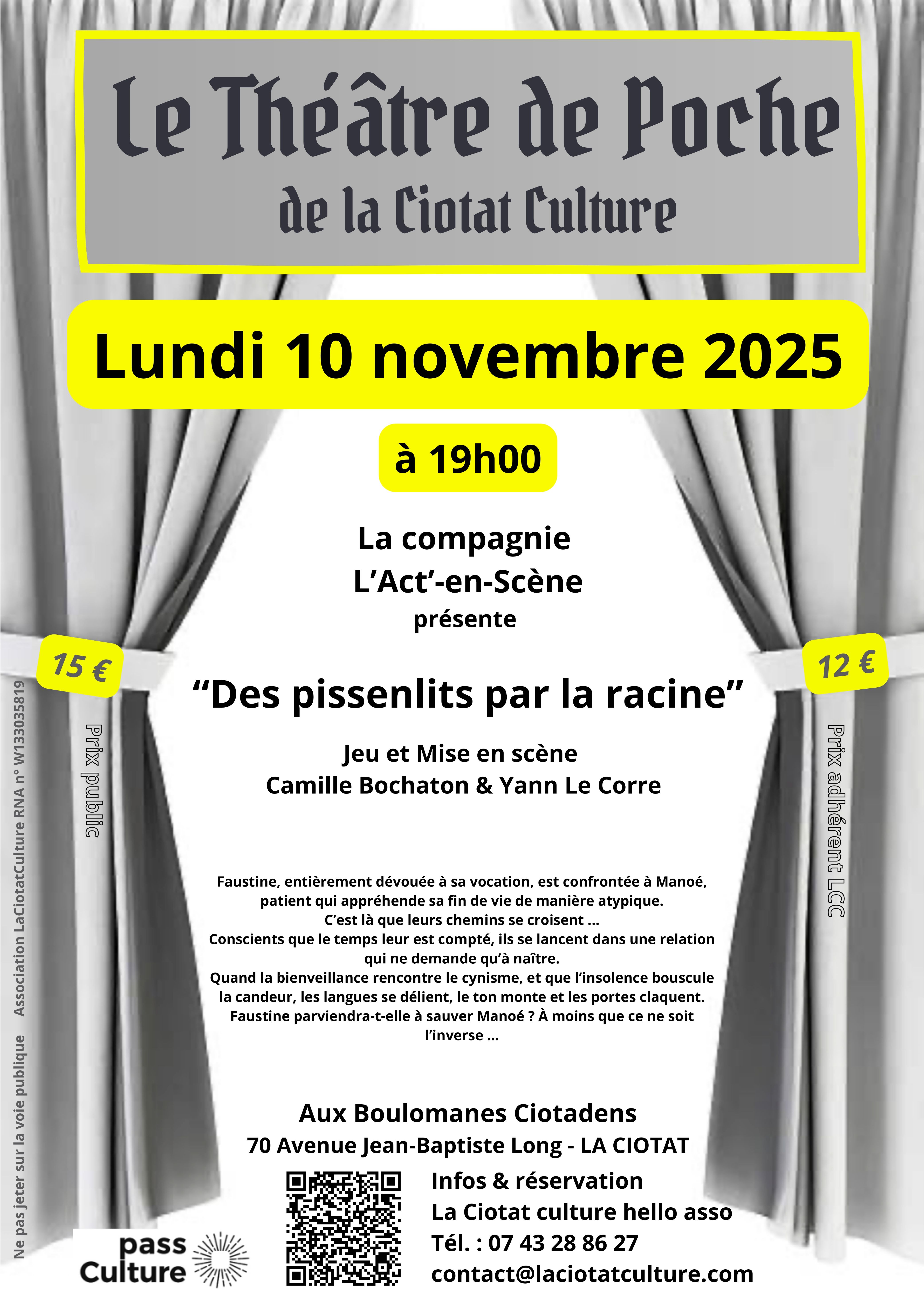 Thtre de Poche - Des Pissenlits par la Racine avec la compagnie LAct-en-Scne