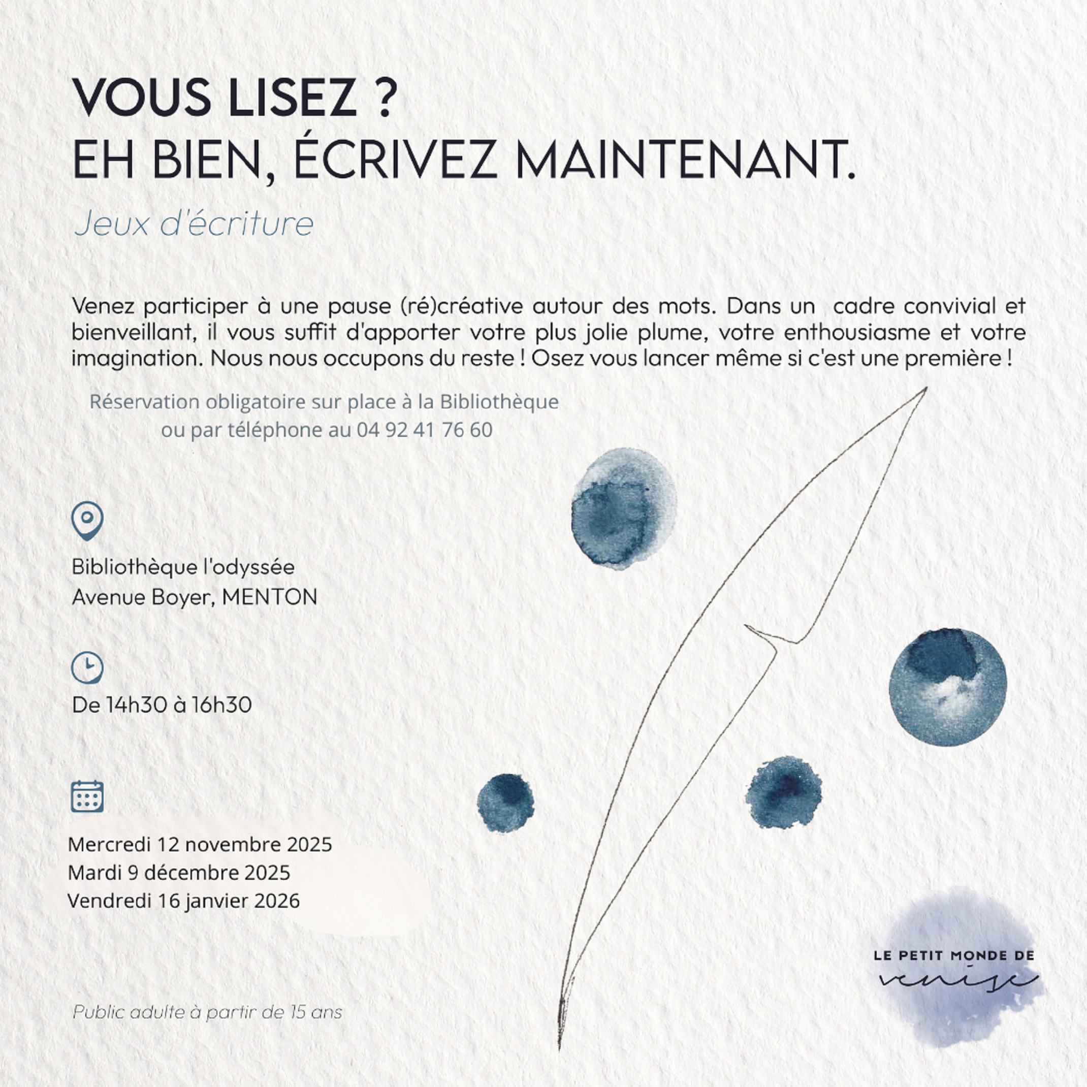 Jeux d'criture - atelier  la bibliothque