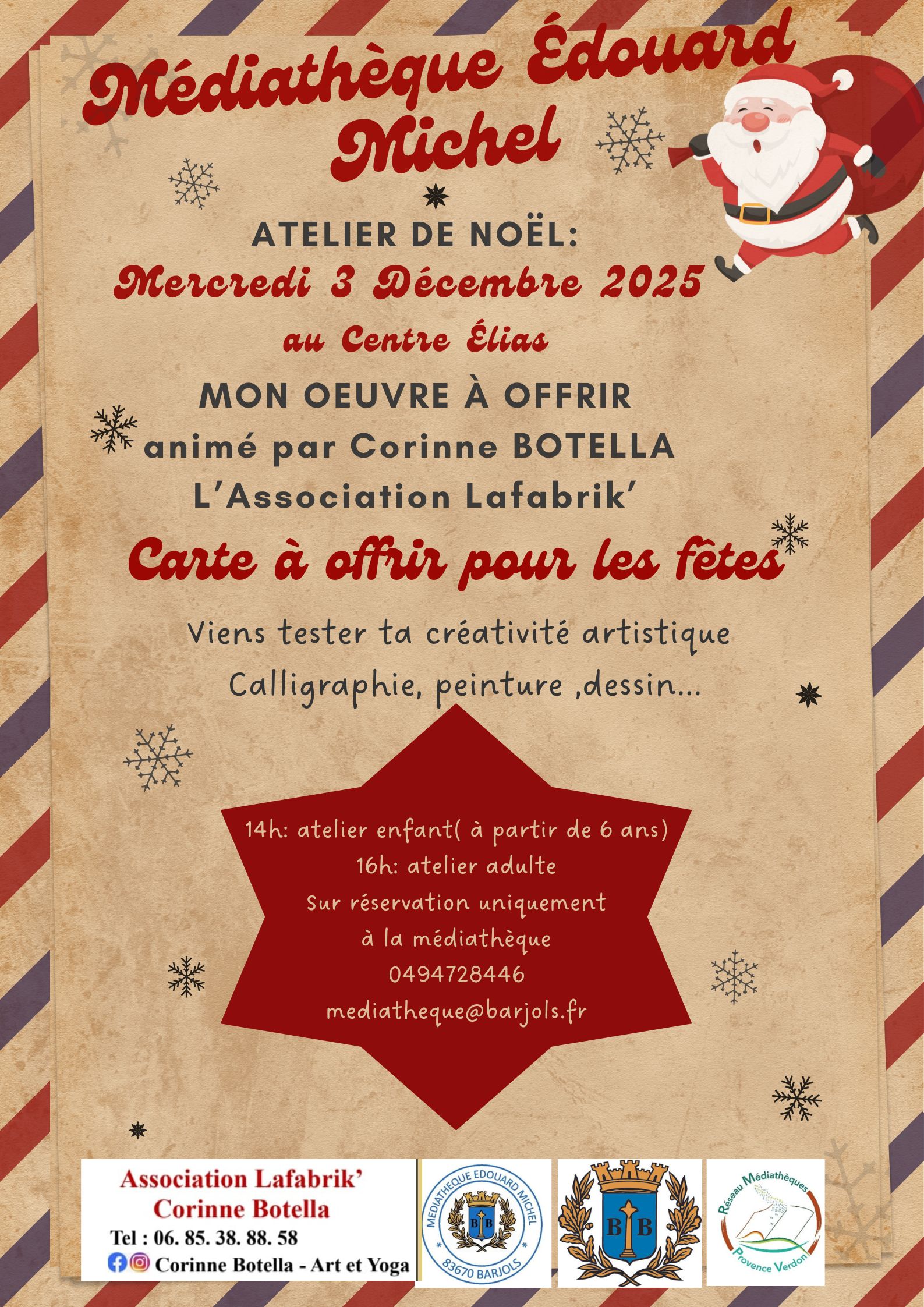 Atelier carte de nol : Mon uvre  offrir (adultes)