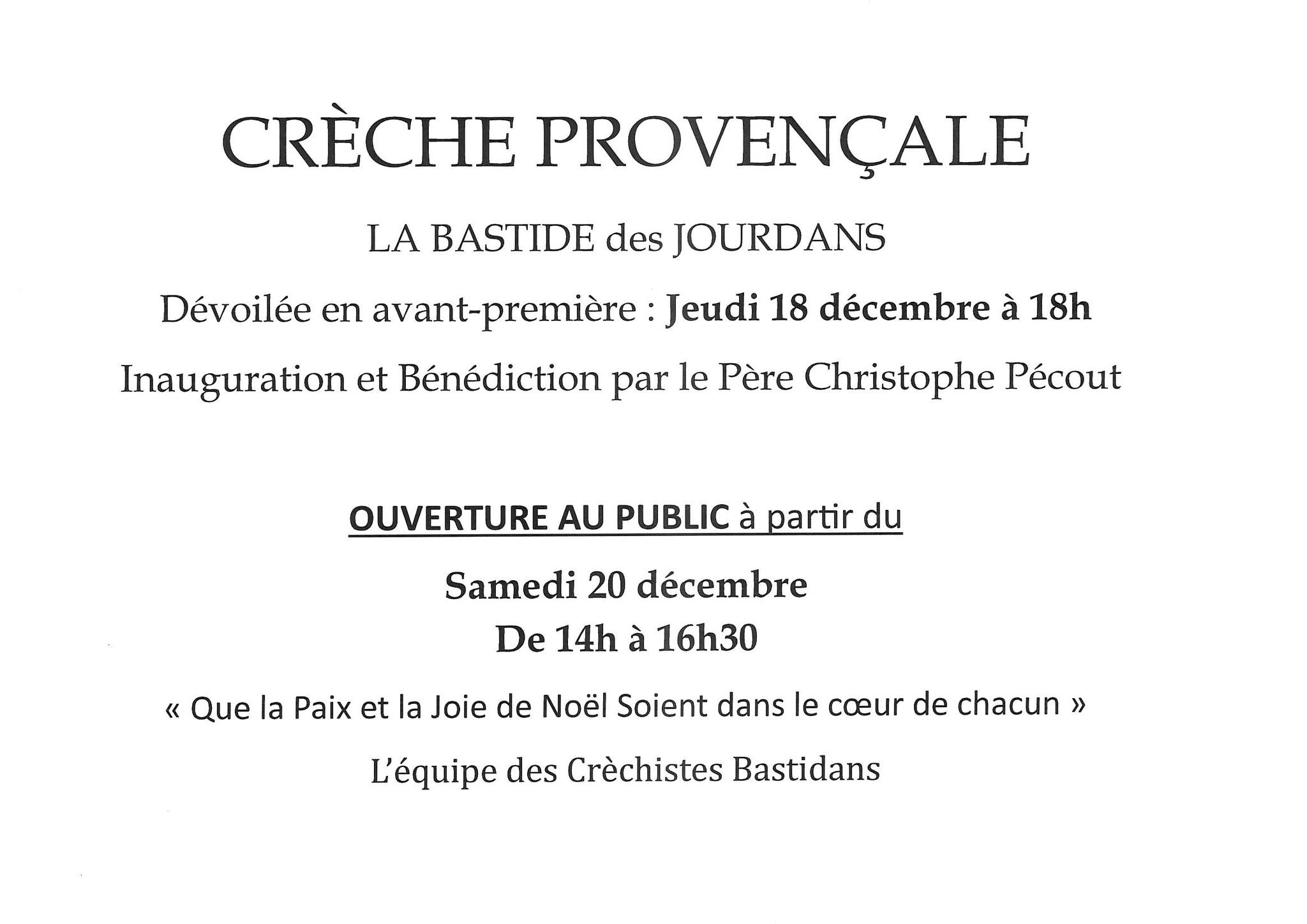 Inauguration de la Crche Provenale  La Bastide des Jourdans
