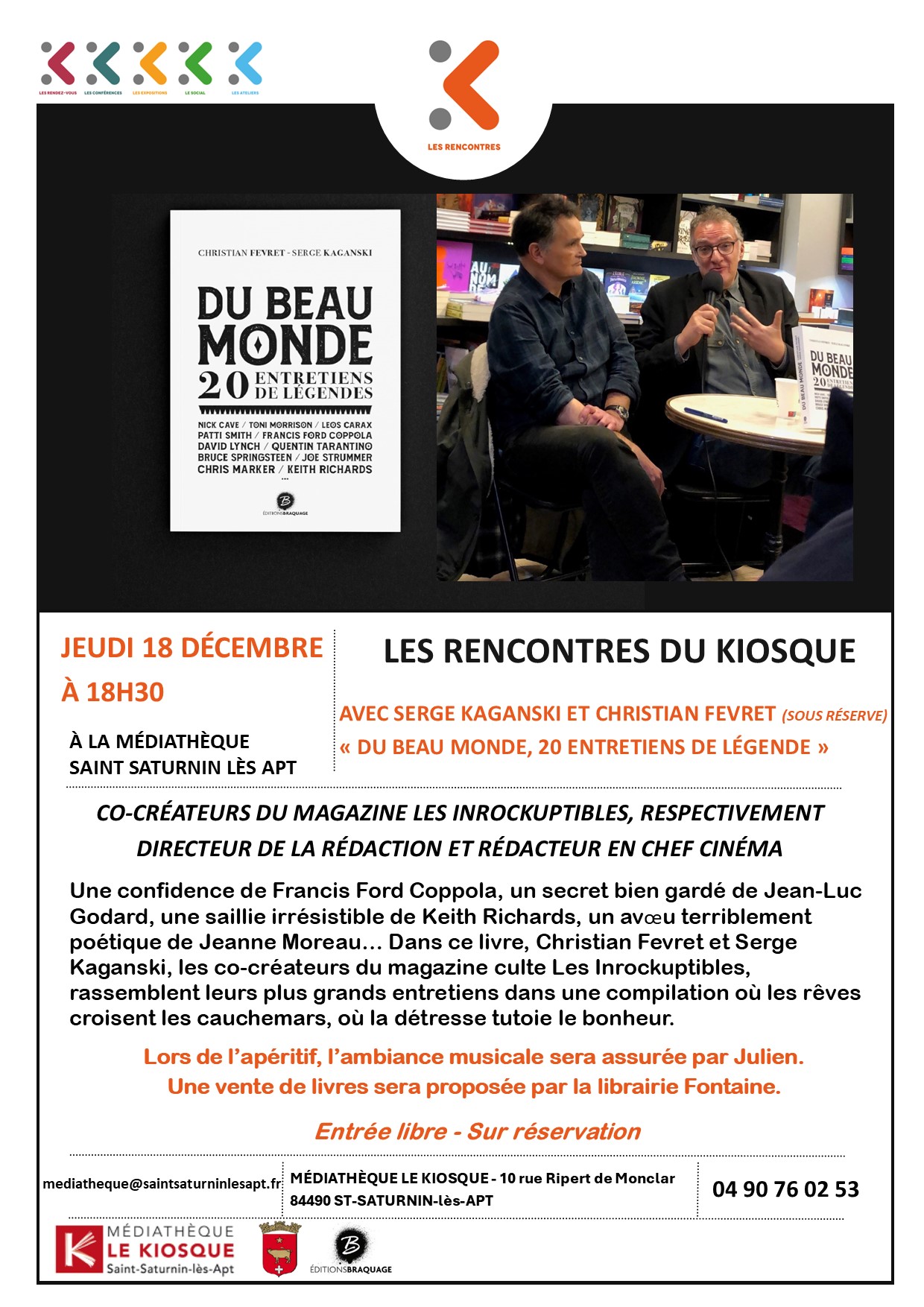 Rencontre avec Serge Kaganski et Christian Fevret