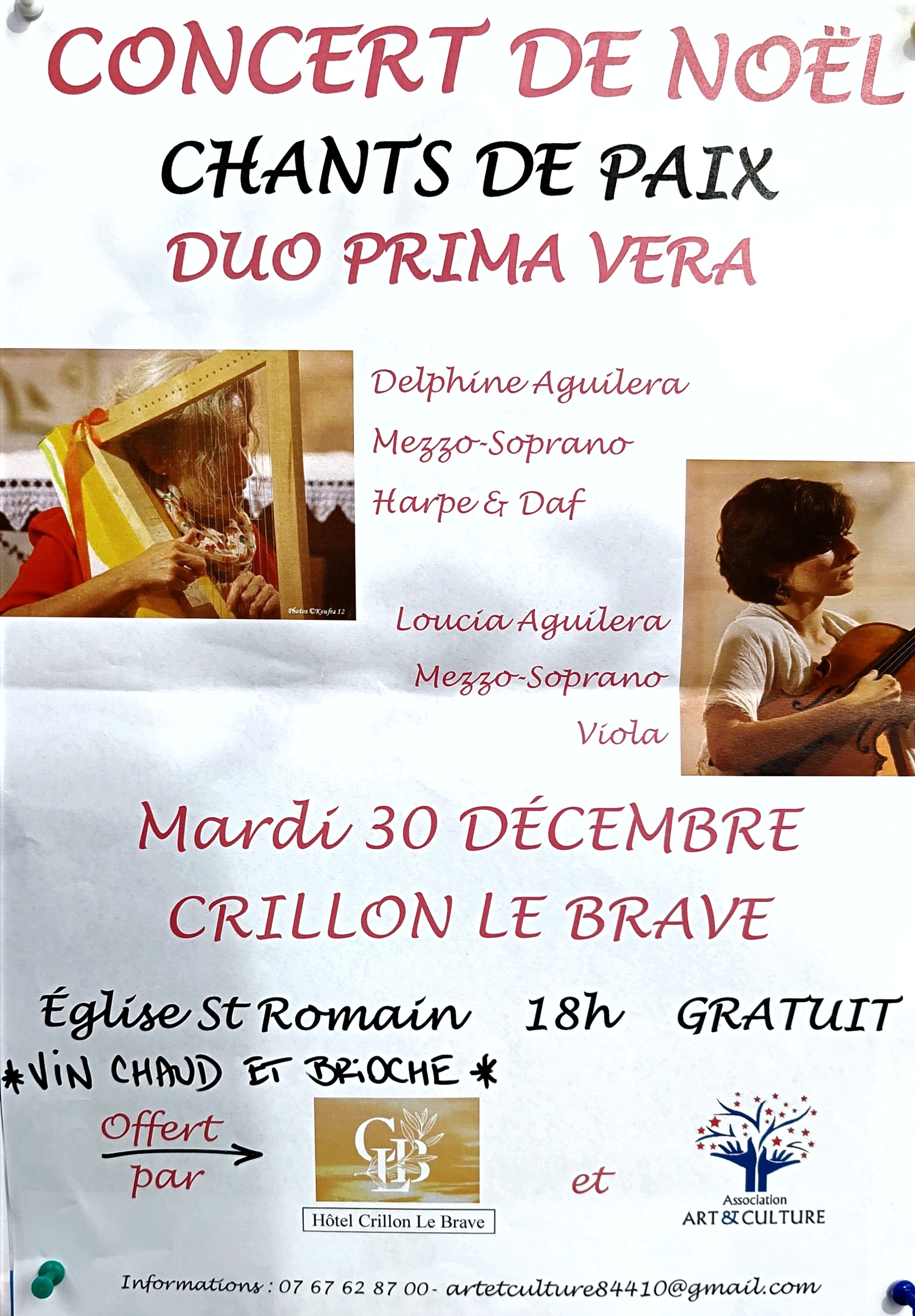 Concert de No�l : Chants de Paix avec le Duo Prima Vera