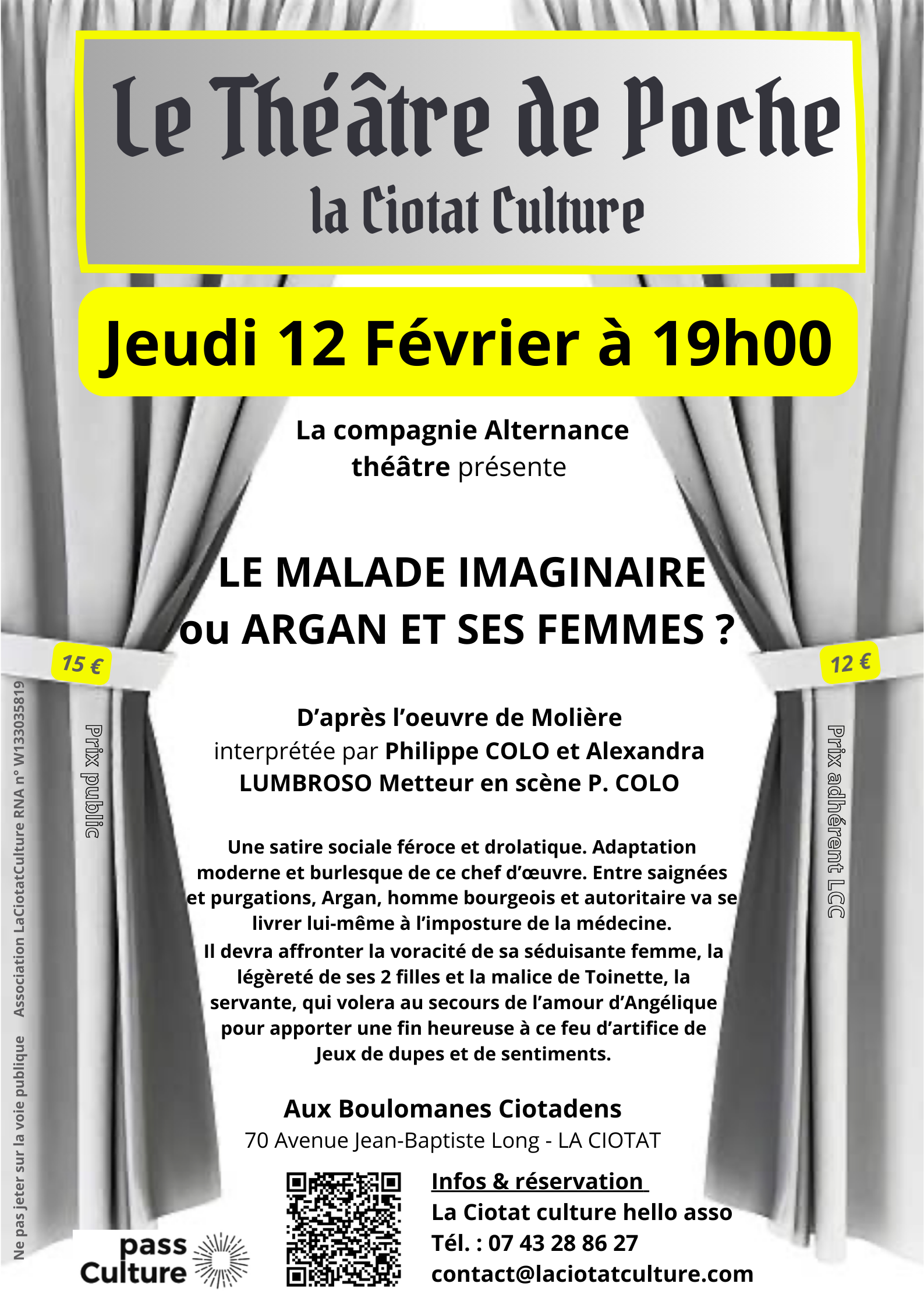 Th��tre de Poche - Le malade imaginaire ou argan et ses femmes ? avec la compagnie Alternance