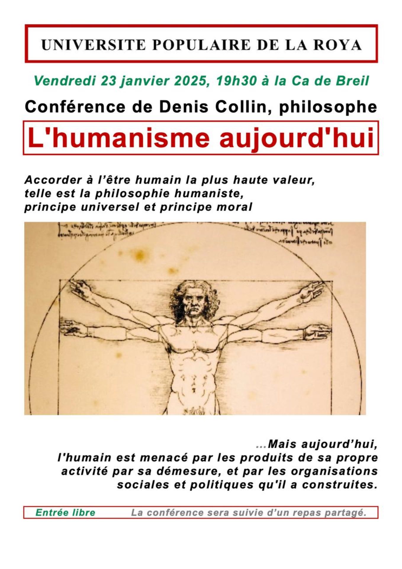 Universit� populaire : l 'humanisme aujourd'hui