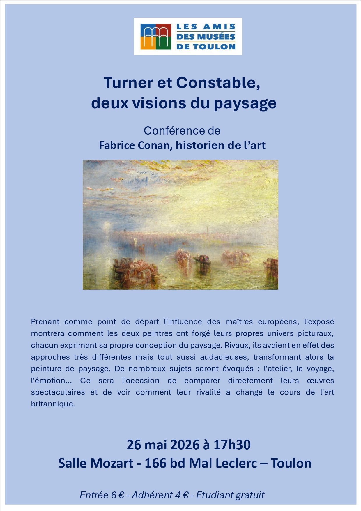 Conf�rence - Turner et Constable, duel et rivalit�s dans le paysage anglais