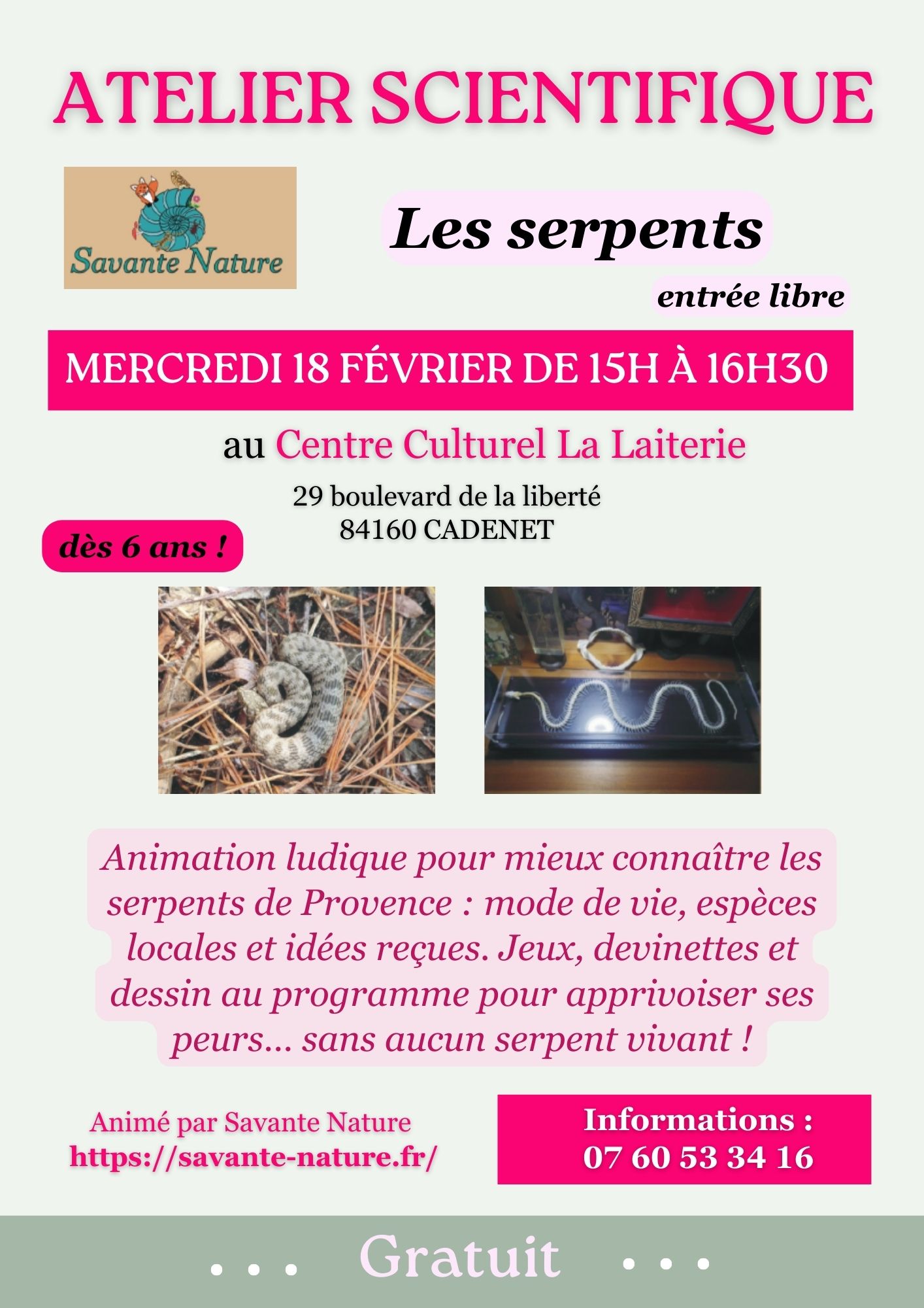 Atelier scientifique  au Centre culturel de Cadenet