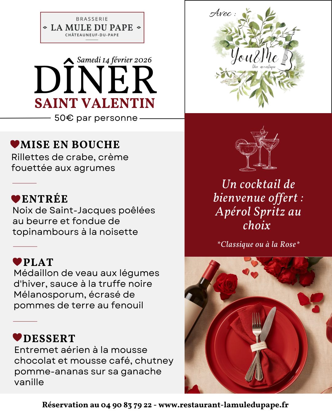 D�ner Saint Valentin � la Mule du Pape