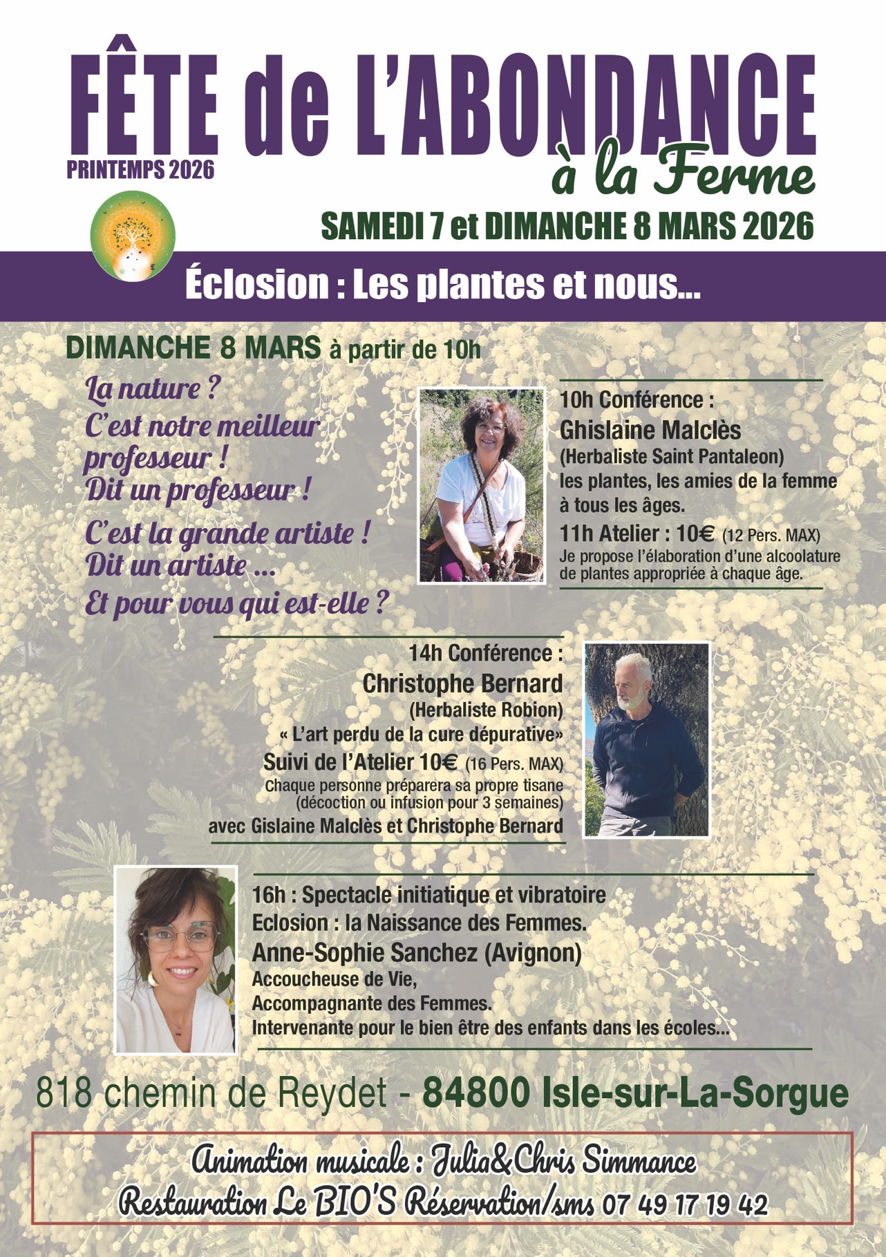 Fete de l'Abondance dub printemps du samedi 7 et dimanche 8 mars