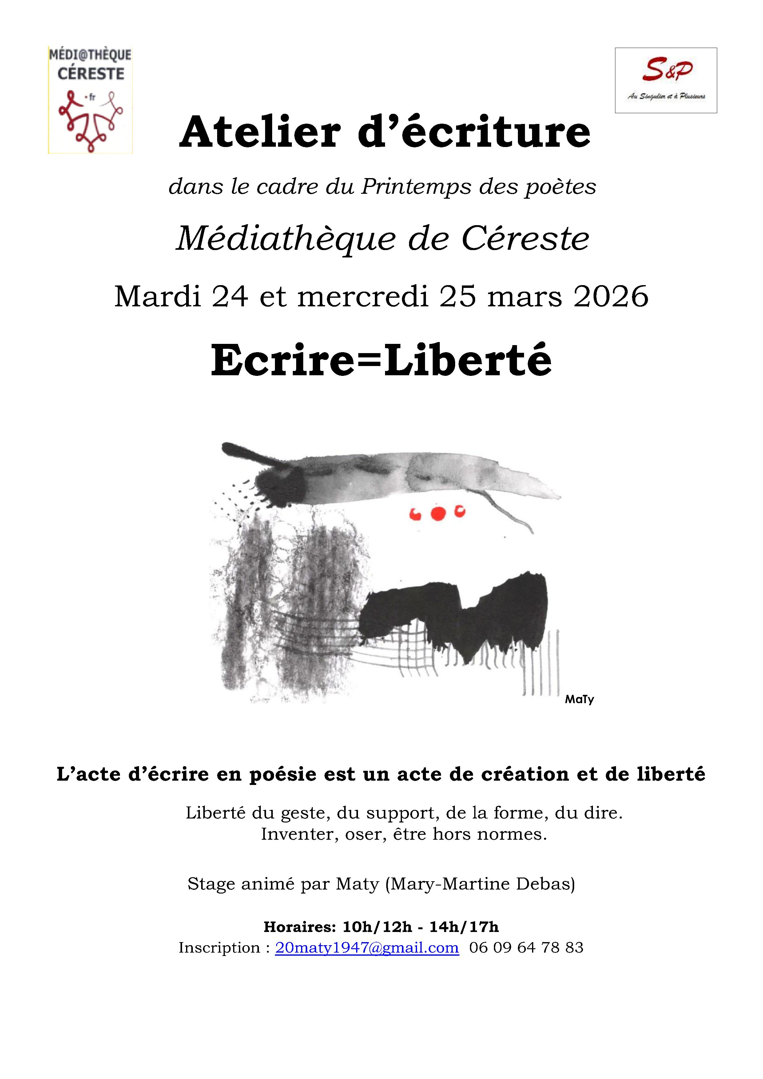 Atelier d'�criture dans le cadre du Printemps des Po�tes