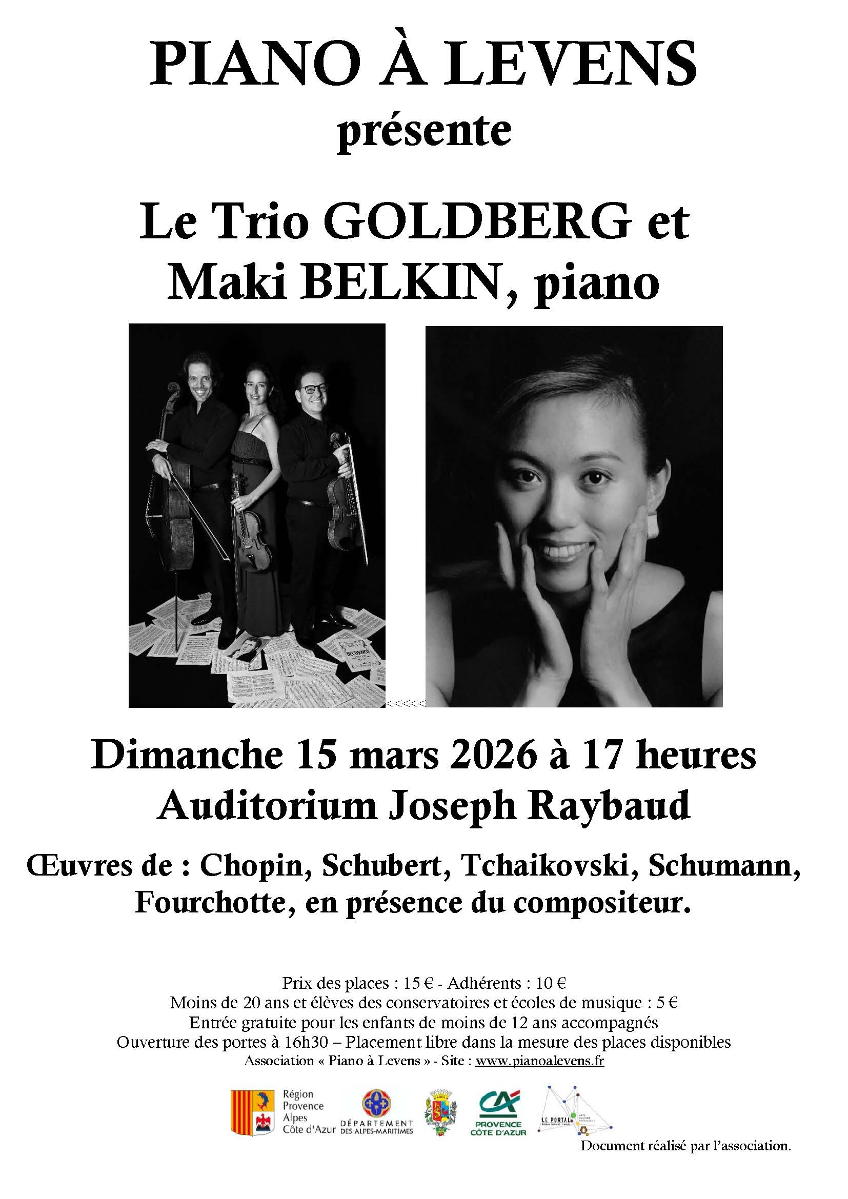 Concert Le Trio GOLDBERG et Maki BELKIN, piano