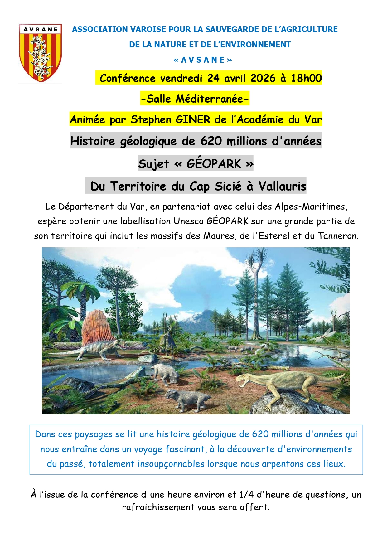 Conf�rence - Histoire g�ologique de 620 millions d'ann�e : G�opark