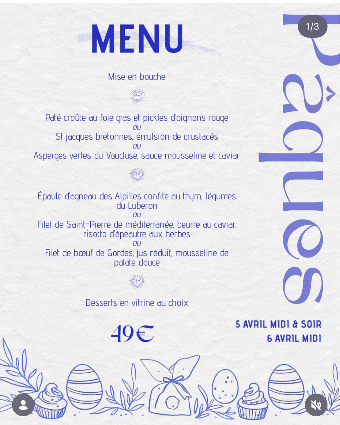 Menu sp�cial P�ques