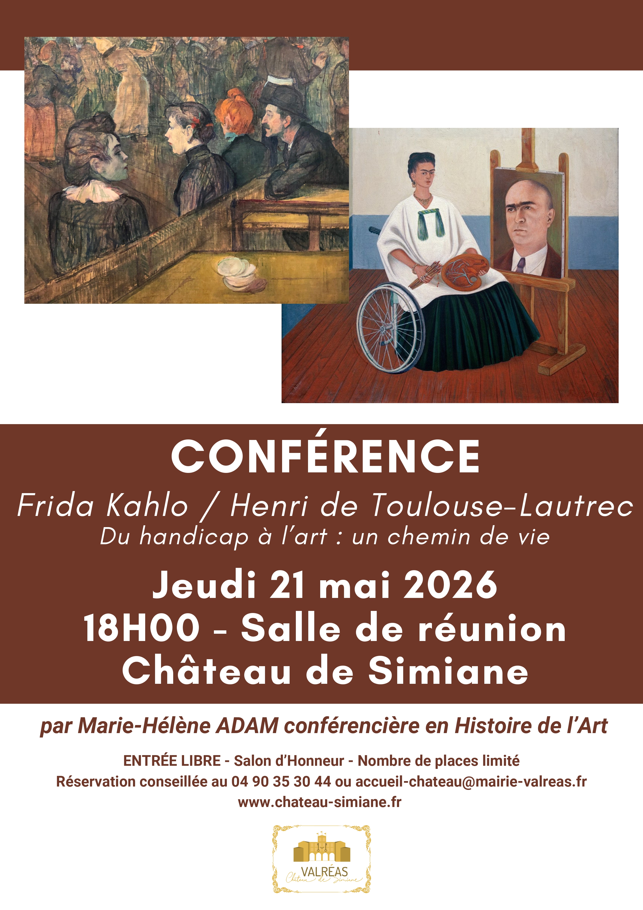 Conf�rence sur Frida Kahlo et Toulouse-Lautrec par Marie-H�l�ne Adam