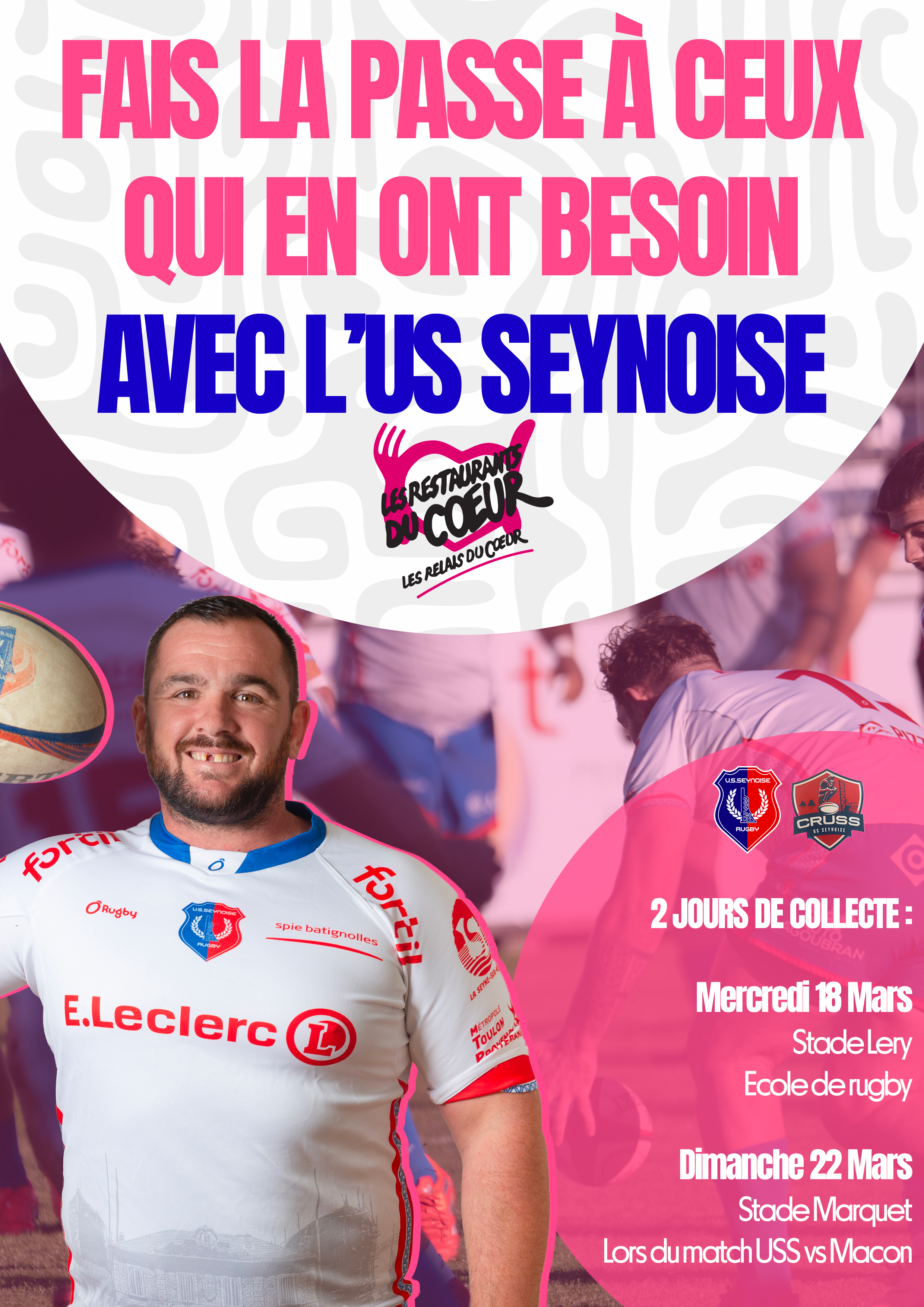 USS Rugby / M�con et collecte pour les restos du coeur