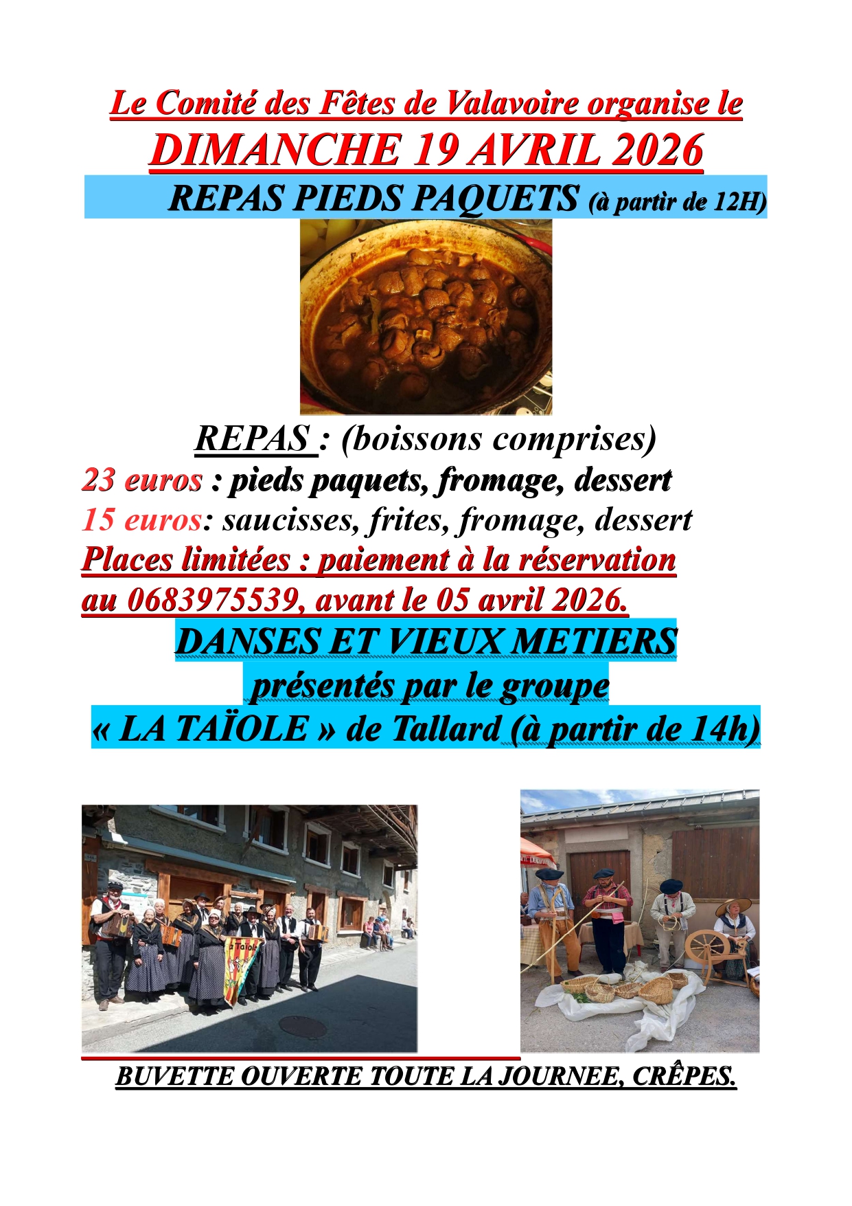 Repas pieds & paquets, danses et vieux m�tiers