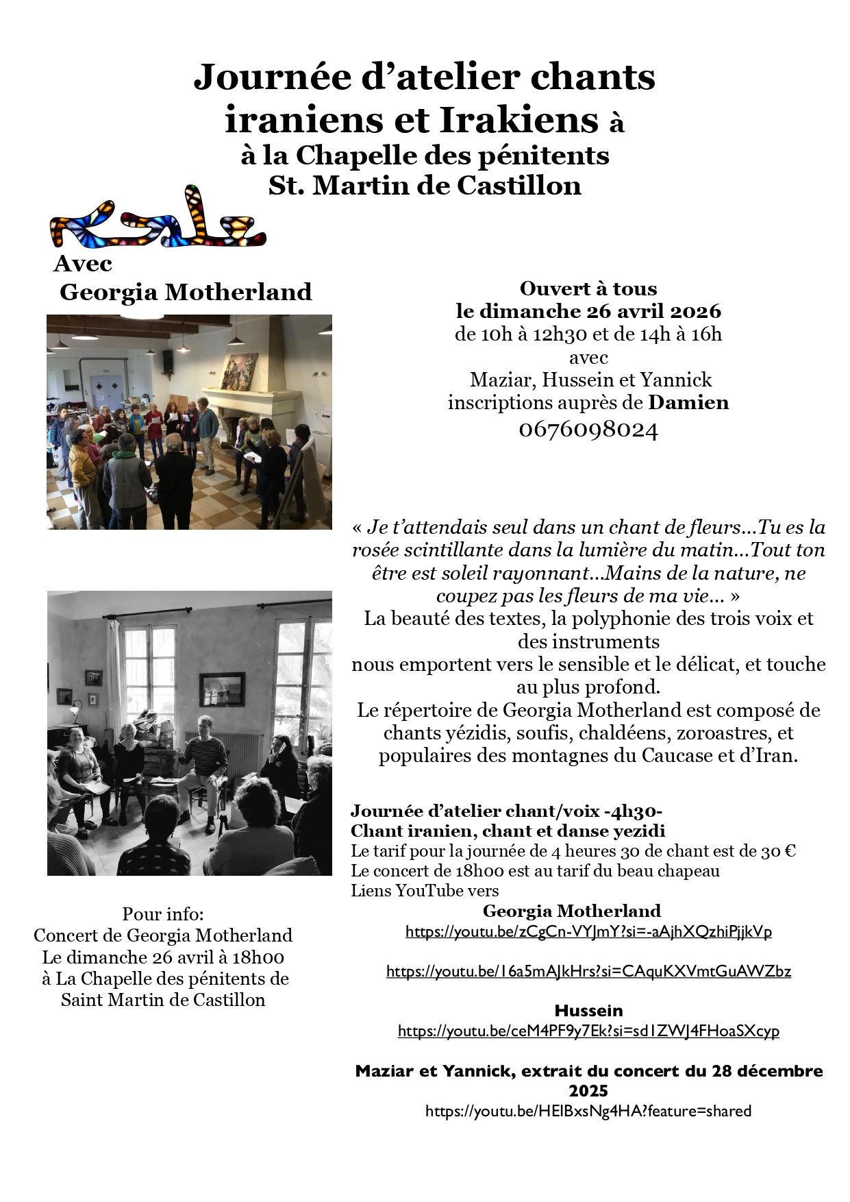 Stage de chants iraniens et irakiens