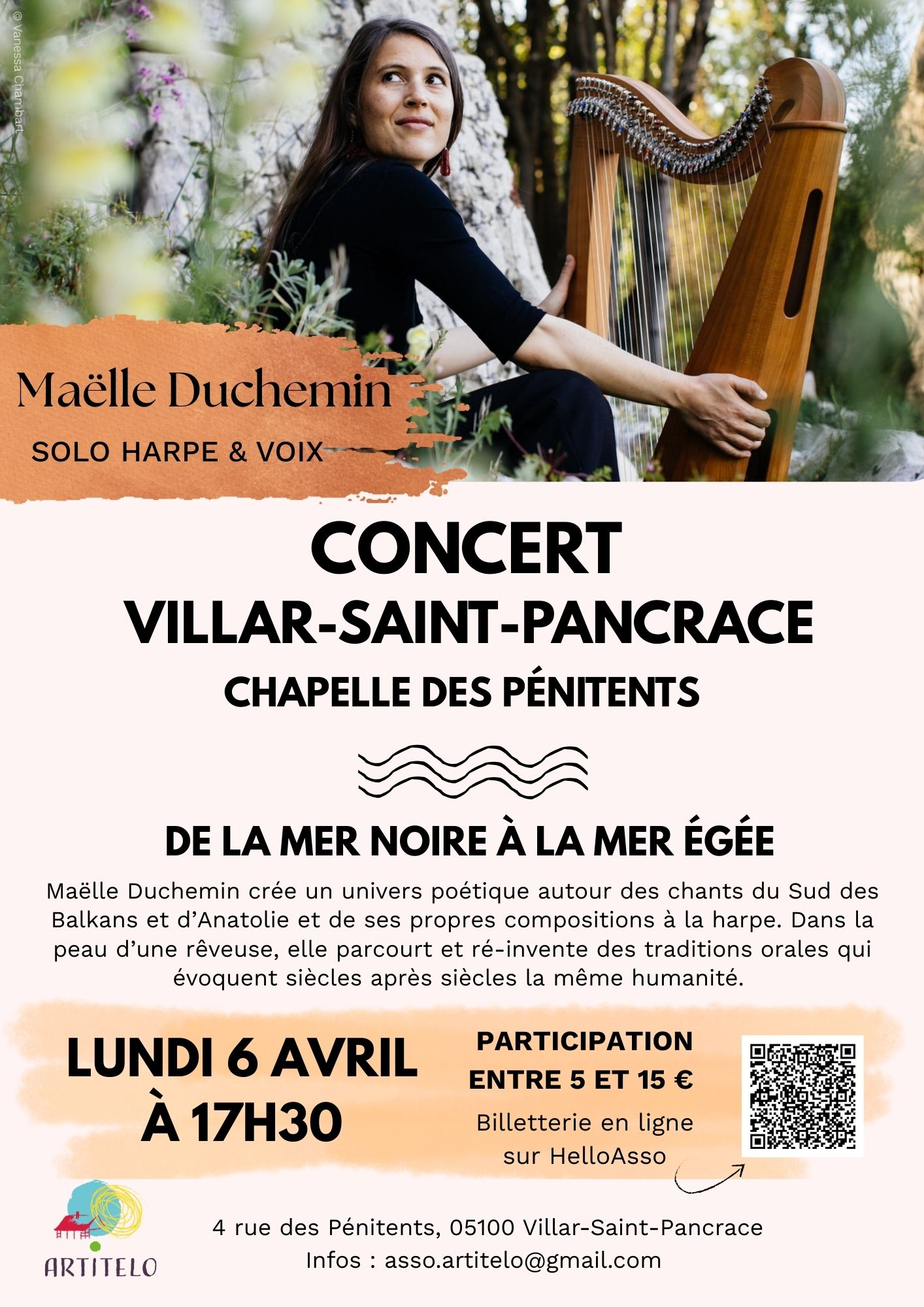 Solo harpe et voix � la Chapelle des P�nitents : Ma�lle Duchemin