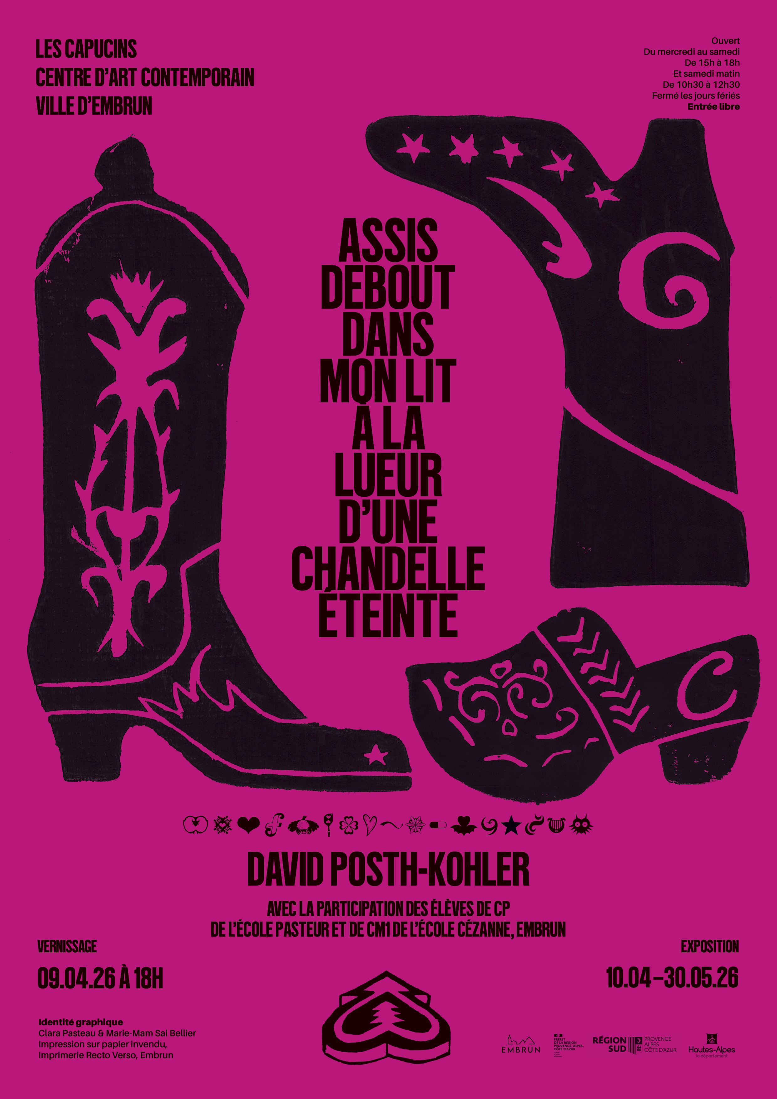 Vernissage de l'exposition Assis debout dans mon lit � la lueur d'une chandelle �teinte, David Posth-Kohler