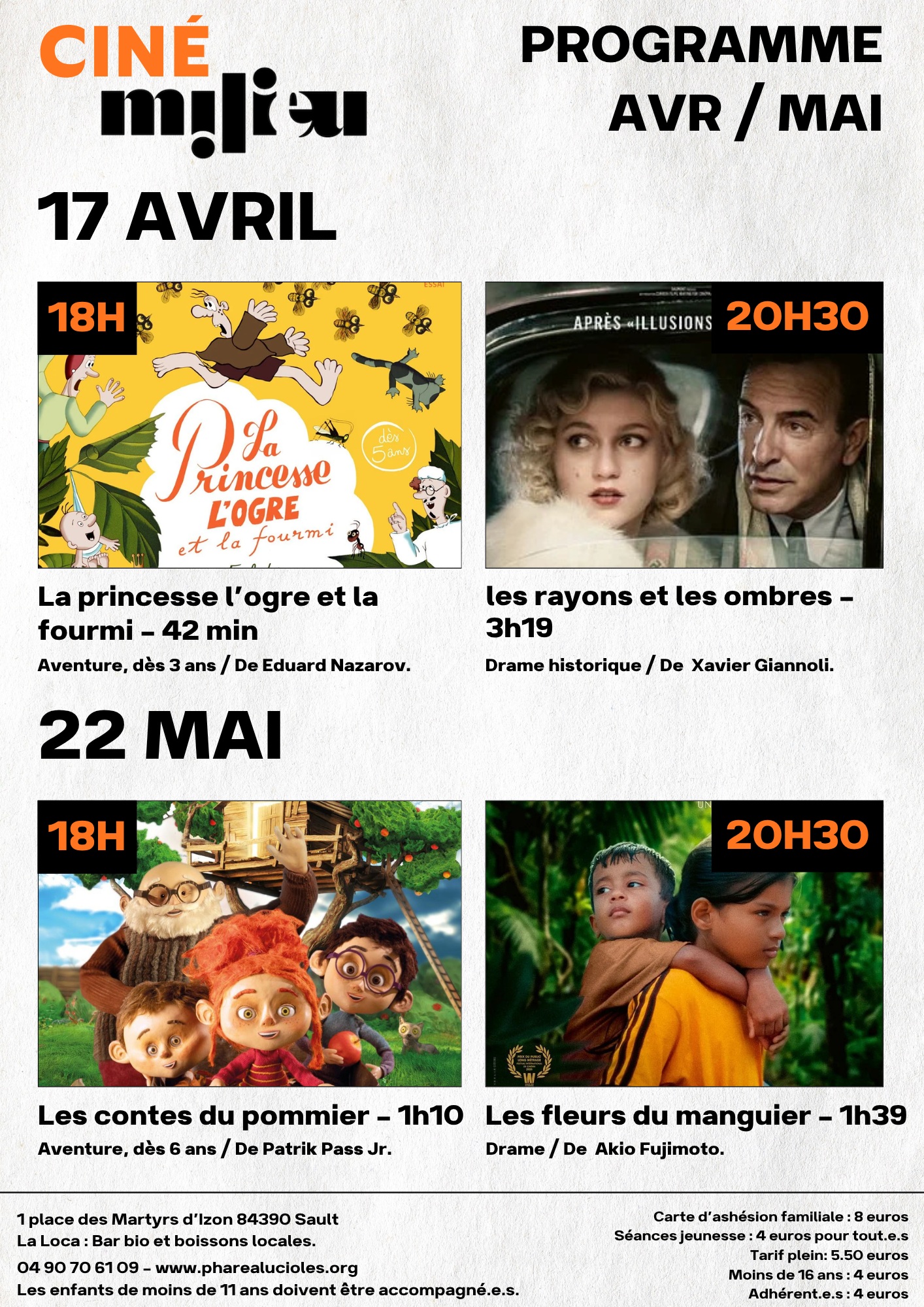 Cin�ma Itin�rant � Sault - La Princesse l'ogre et la fourmi & Les Rayons et les ombres