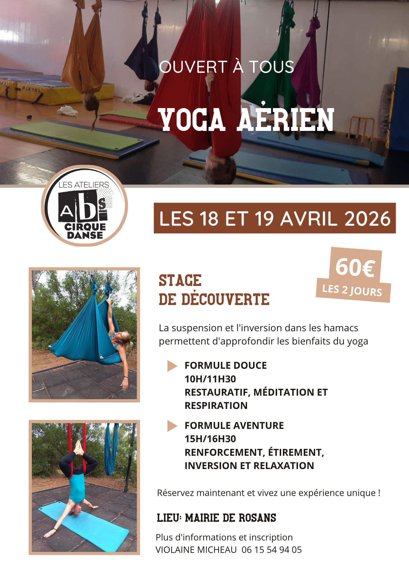 Stage de d�couverte du yoga a�rien