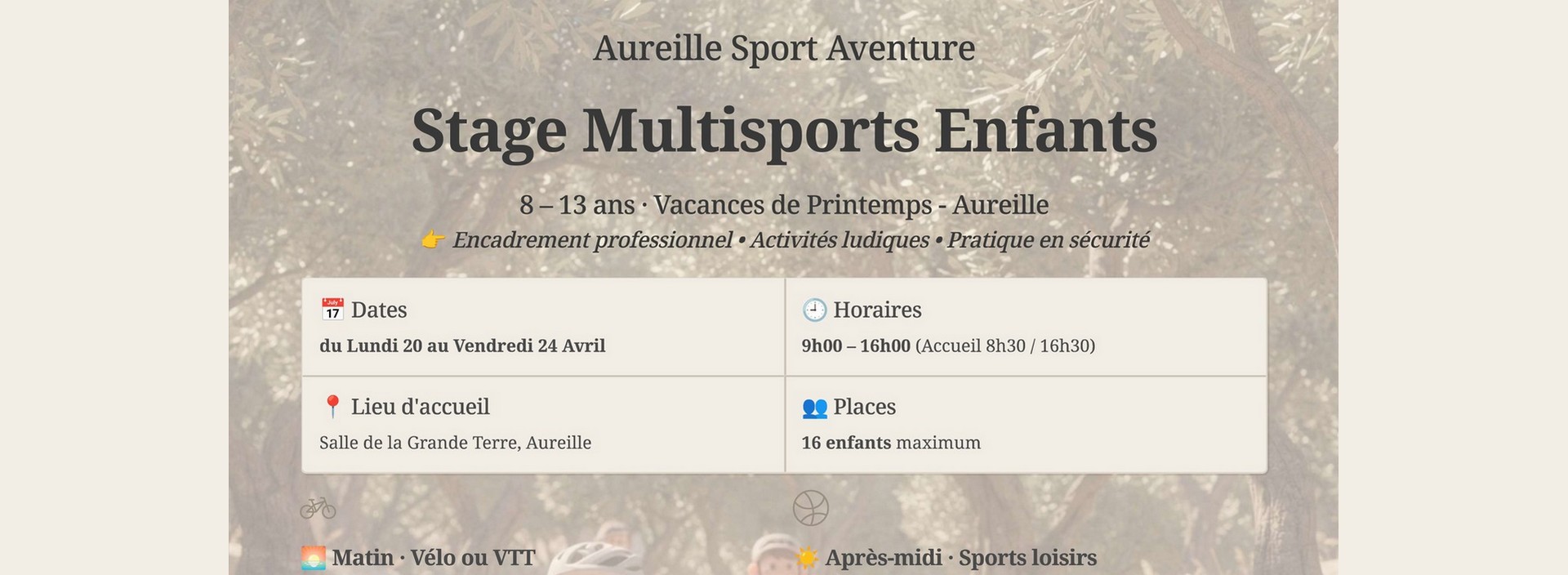 Stage multisports pour enfants