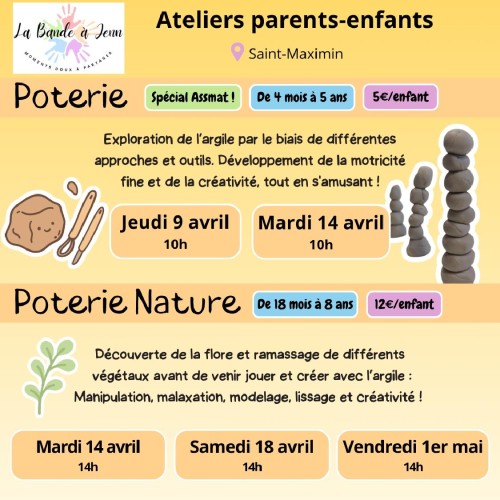 Atelier : Poterie Nature - (enfants 18 mois - 8 ans)