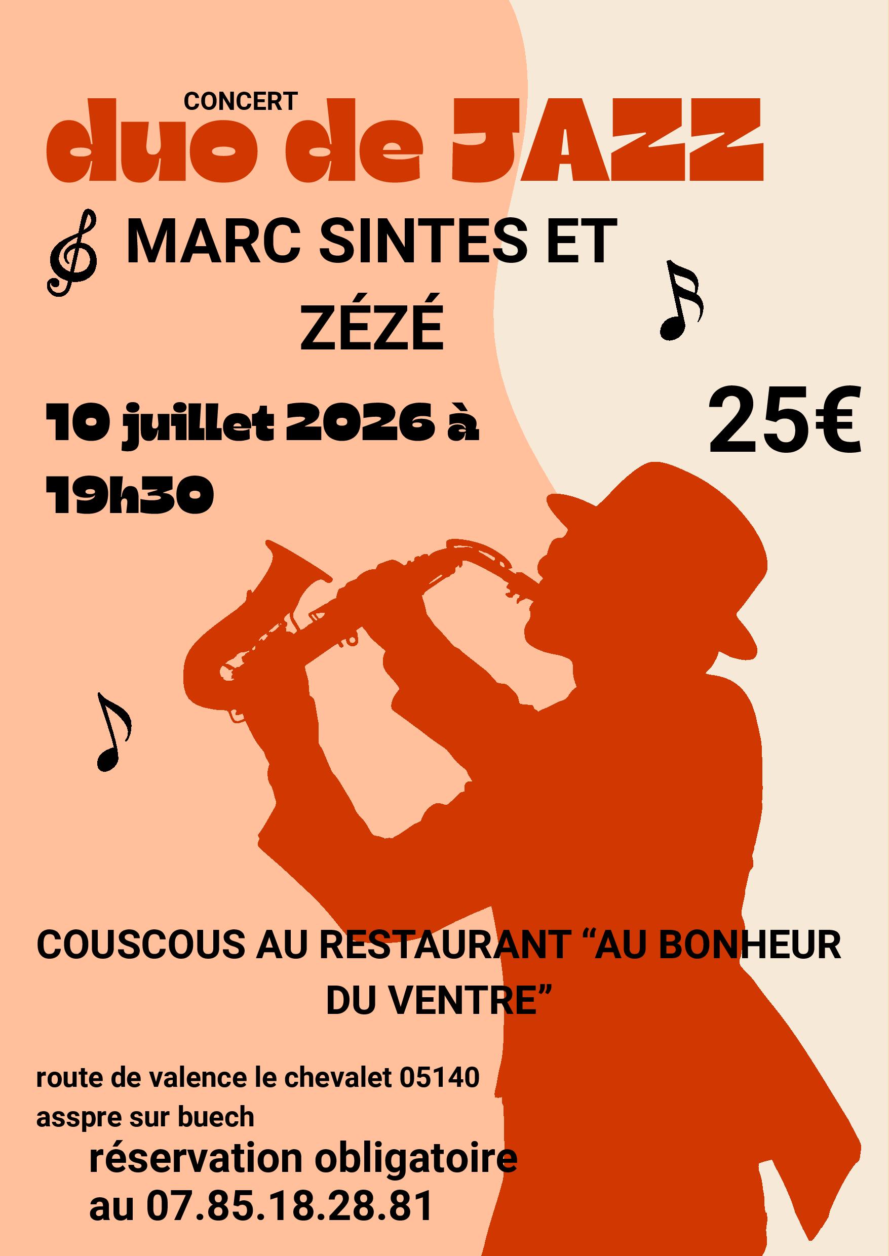Duo jazz avec Marc Sintes et Z�z� au restaurant � Au bonheur du ventre �