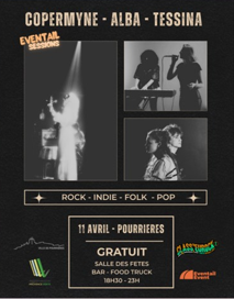 Concert : Copermyne, Alba, Tessina - musique rock, indie, folk et pop