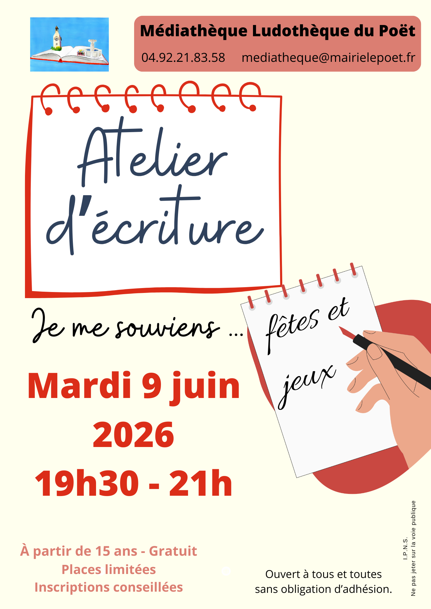 Atelier d'�criture pour ados et adultes