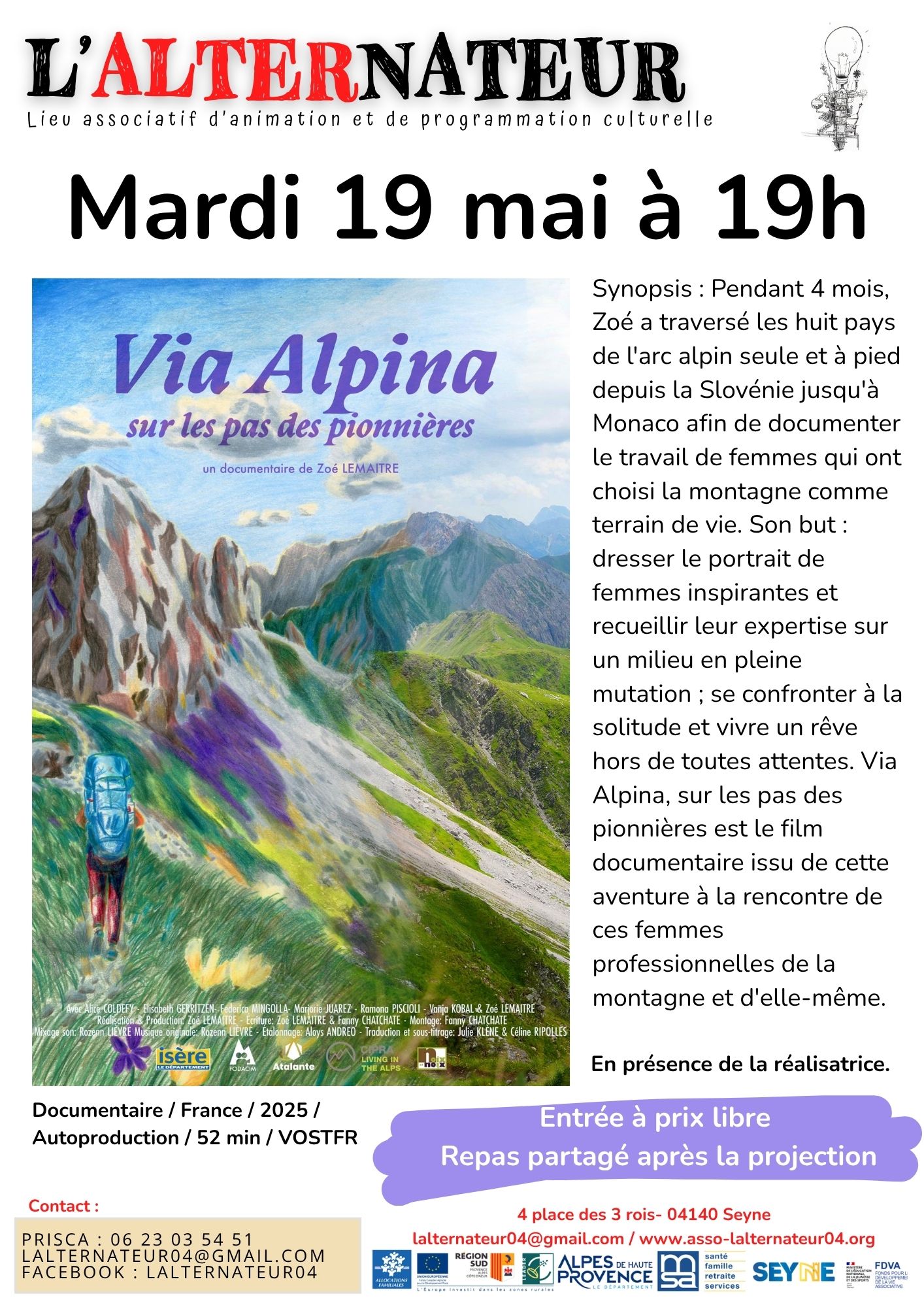 Projection du film �Via Alpina� � l'Alternateur