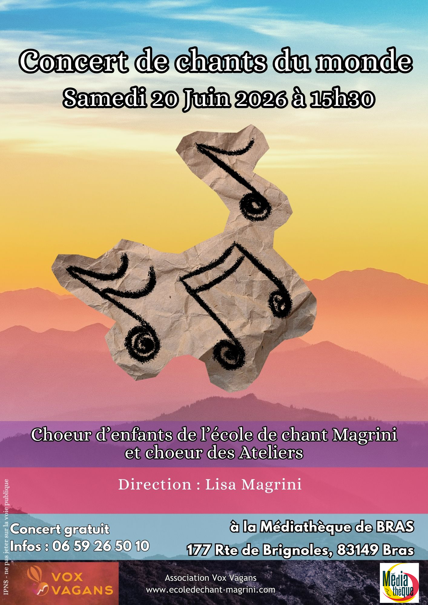 Concert : Chants du monde - Choeur d'enfants de l'�cole de chant Magrini et ch�ur des ateliers