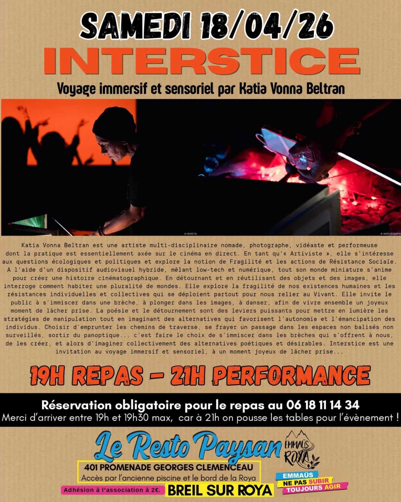 Repas-performance au resto paysan : Interstice